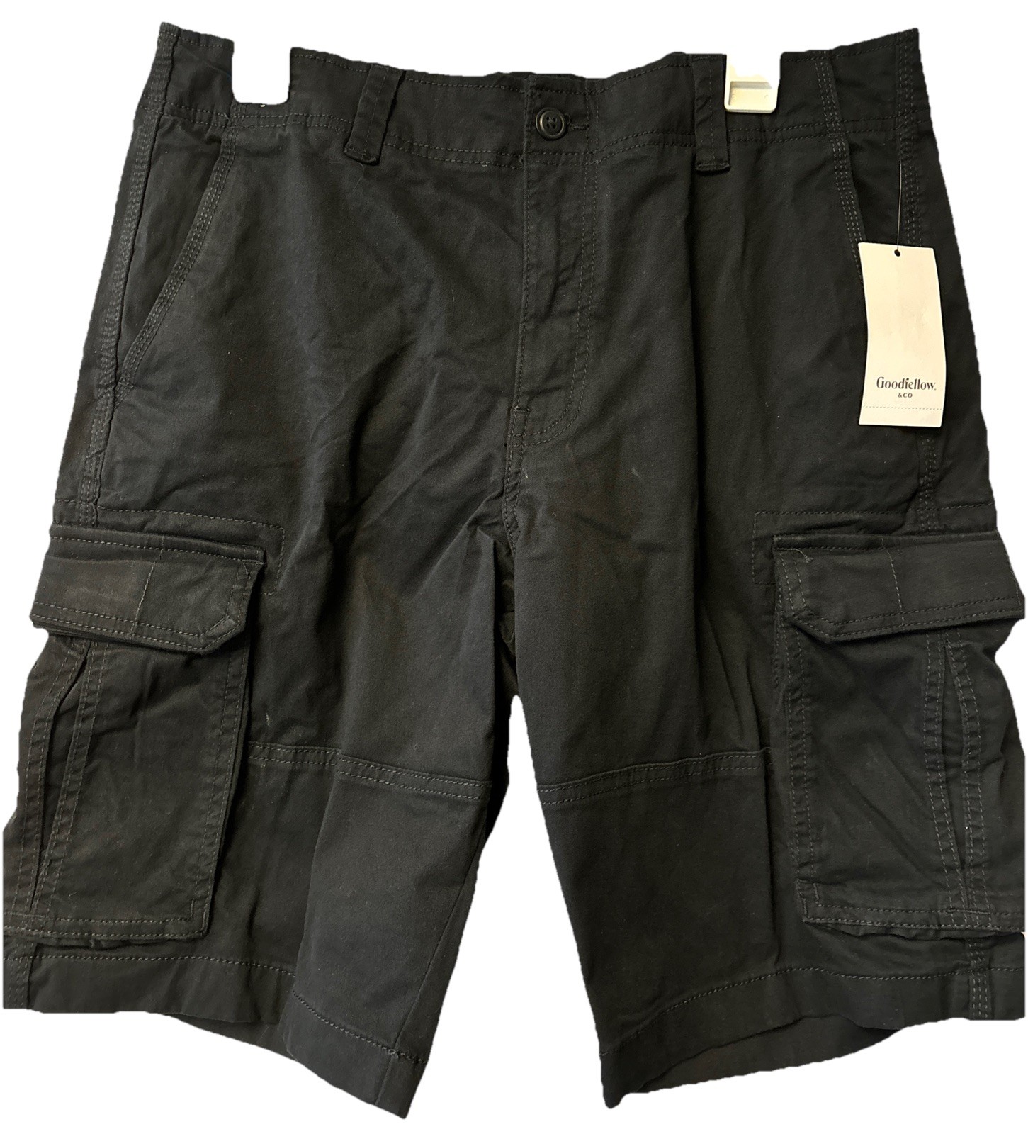 Mens Cargo Shorts 6 pockets 11” Inseam 34” Waist BLACK Goodfellow & Co BRAND NEW