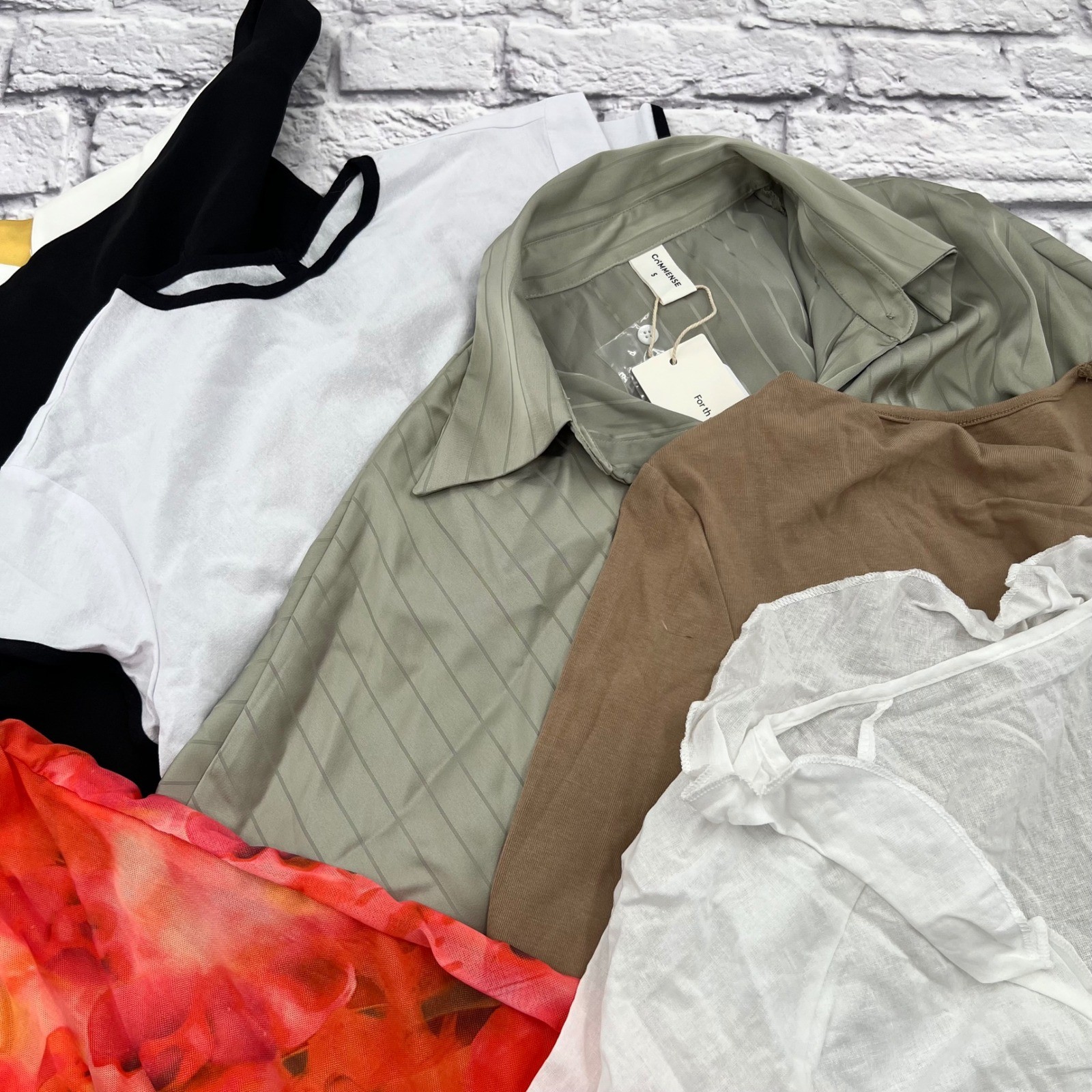 Commense NWT 7 Piece Lot Dress Shirt Shorts Tops Mixed Colors Contemporary S