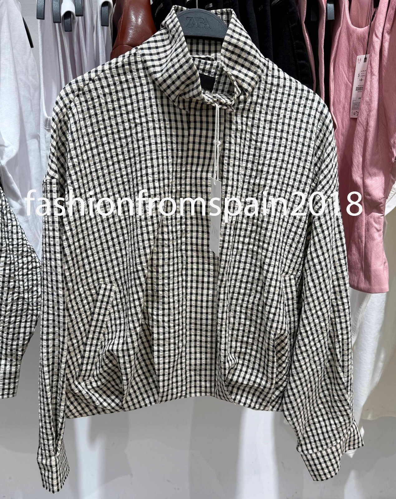 ZARA NEW WOMAN PLAID BOMBER JACKET CHECK BLACK ECRU XS-XL 3046/041/093