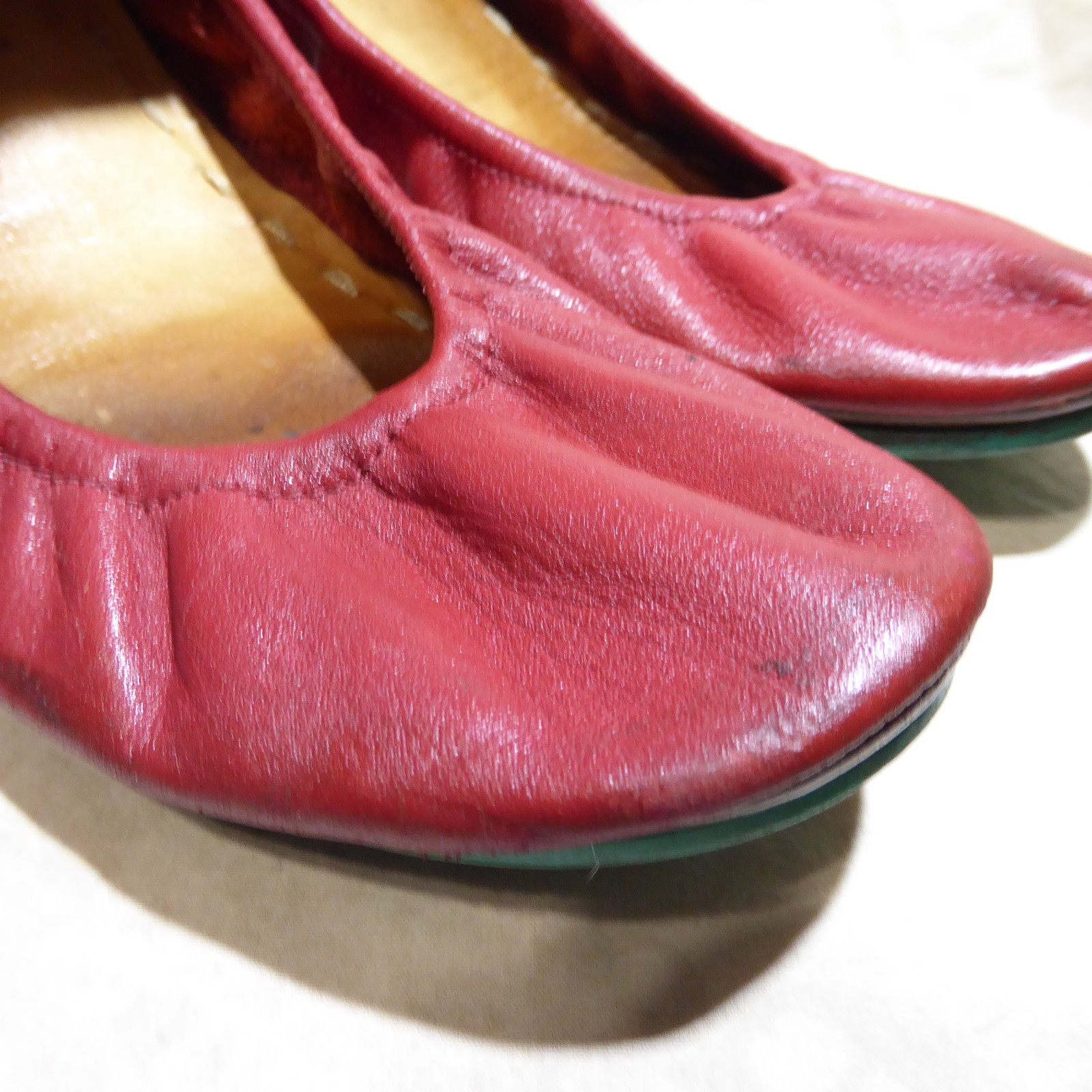 🩰 Tieks by Gavrieli Foldable Ballet Flats sz 9 Cardinal Red 100% Nappa Leather