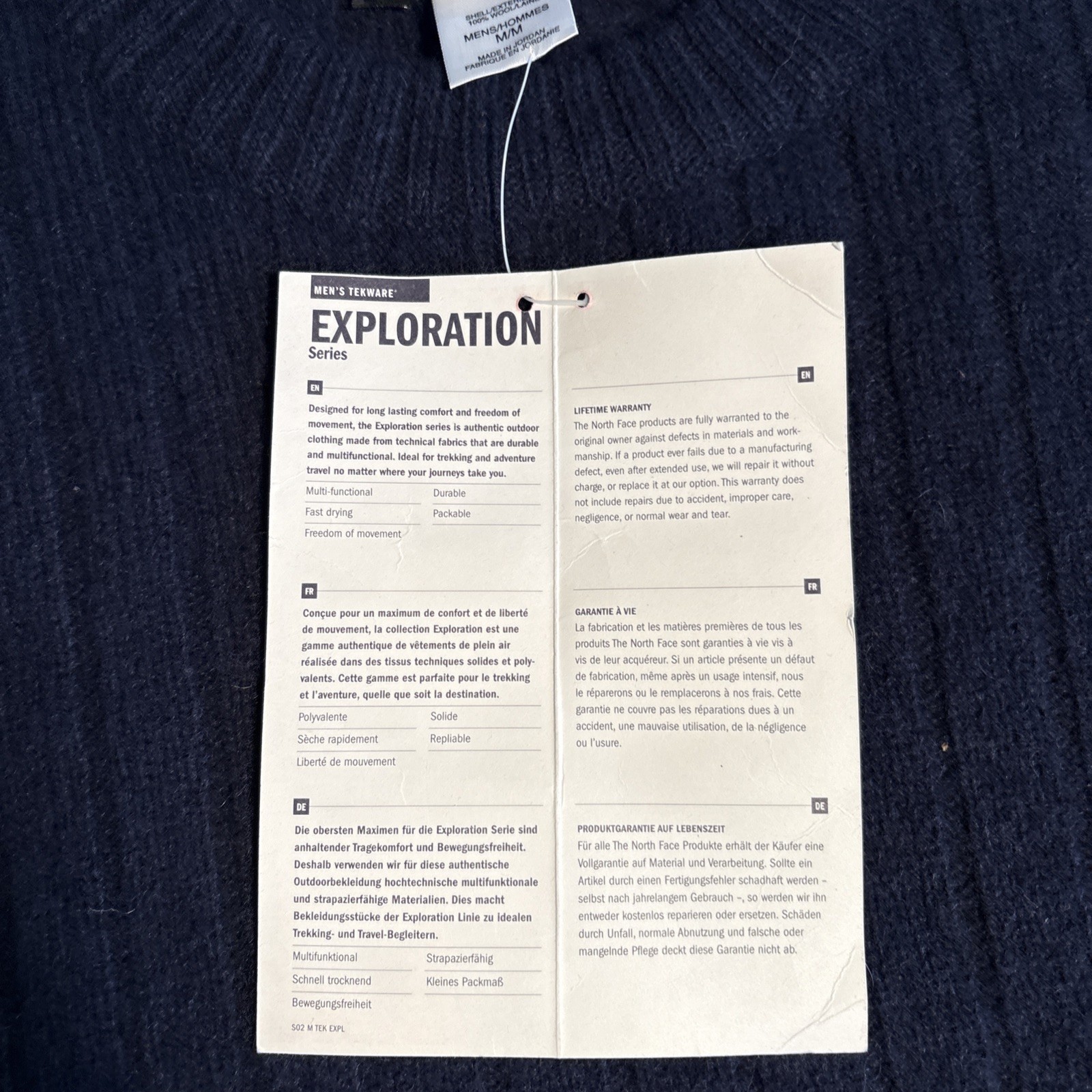 North Face Sweater Men’s Tekware Medium Canyon Sweater Deep Water Blue Ribbed
