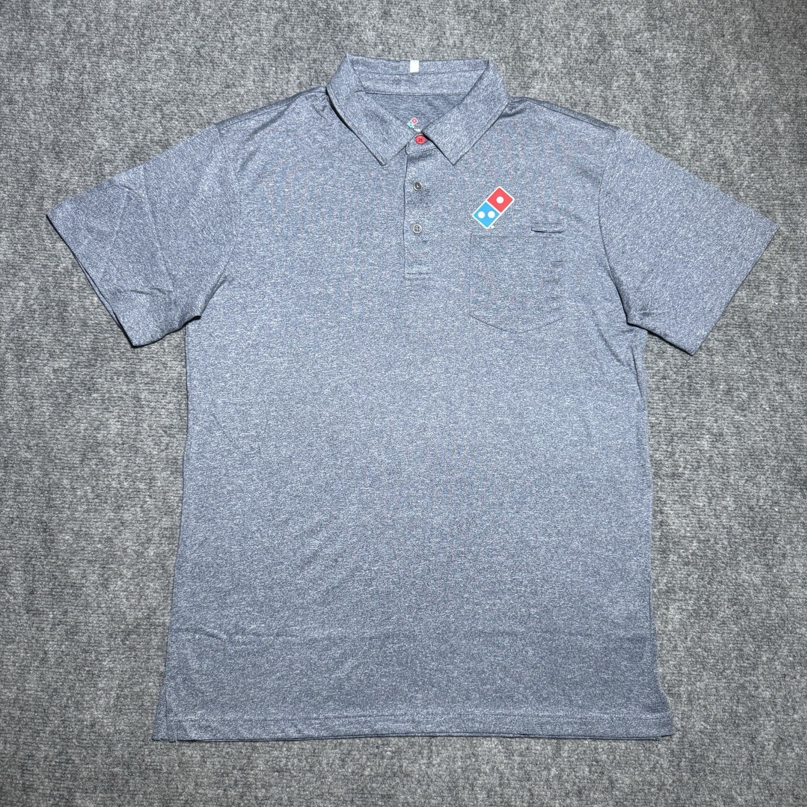 Domino’s Gear Polo Shirt Men Medium Blue Heather Pizza Uniform Work