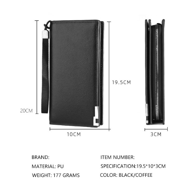 Mens RFID Blocking Long Wallet PU Leather Zipper Multi Card Holder Clutch