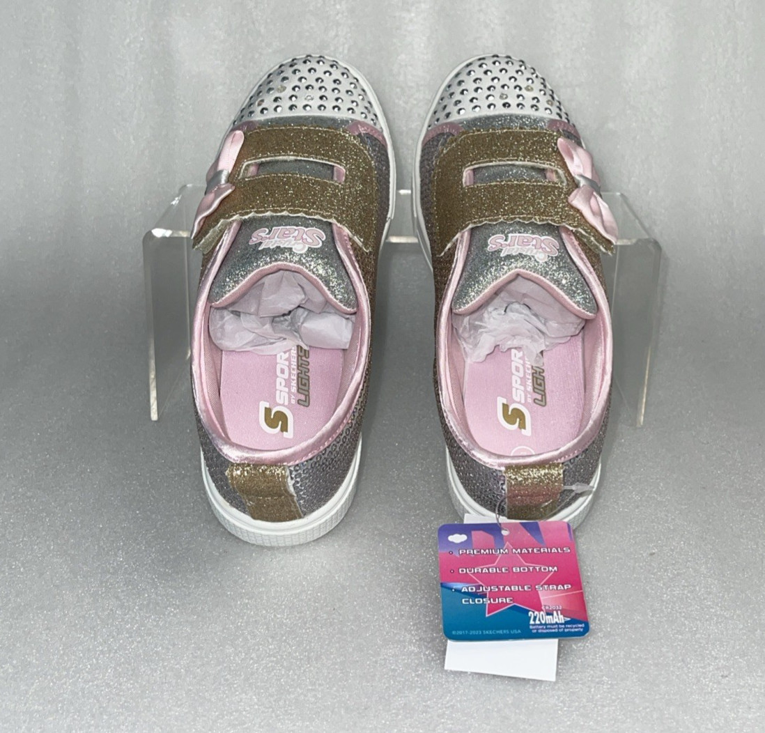 S Sport By Skechers Lexie Sneakers Light Up Adjustable Straps Girls Size 2 NEW