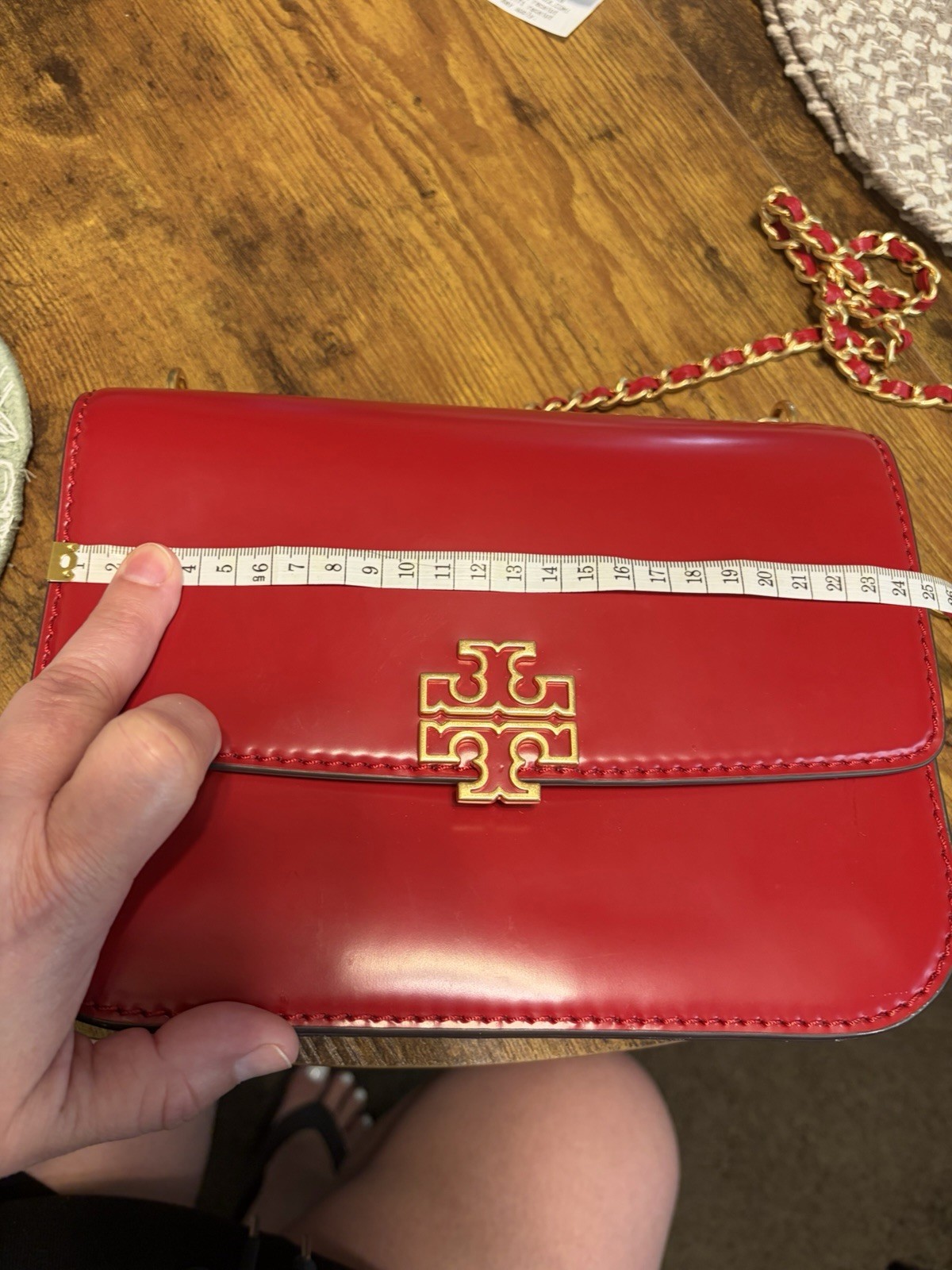 Tory Burch Robinson Convertible Shoulder Bag – Spark Red Leather with Gold Chain