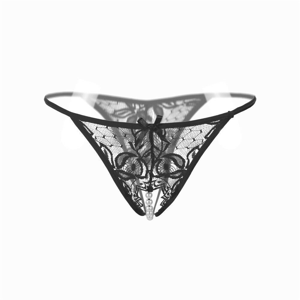 Sexy Womens Lace Thong G-string Crotchles Panties See Through Lingerie Underwear