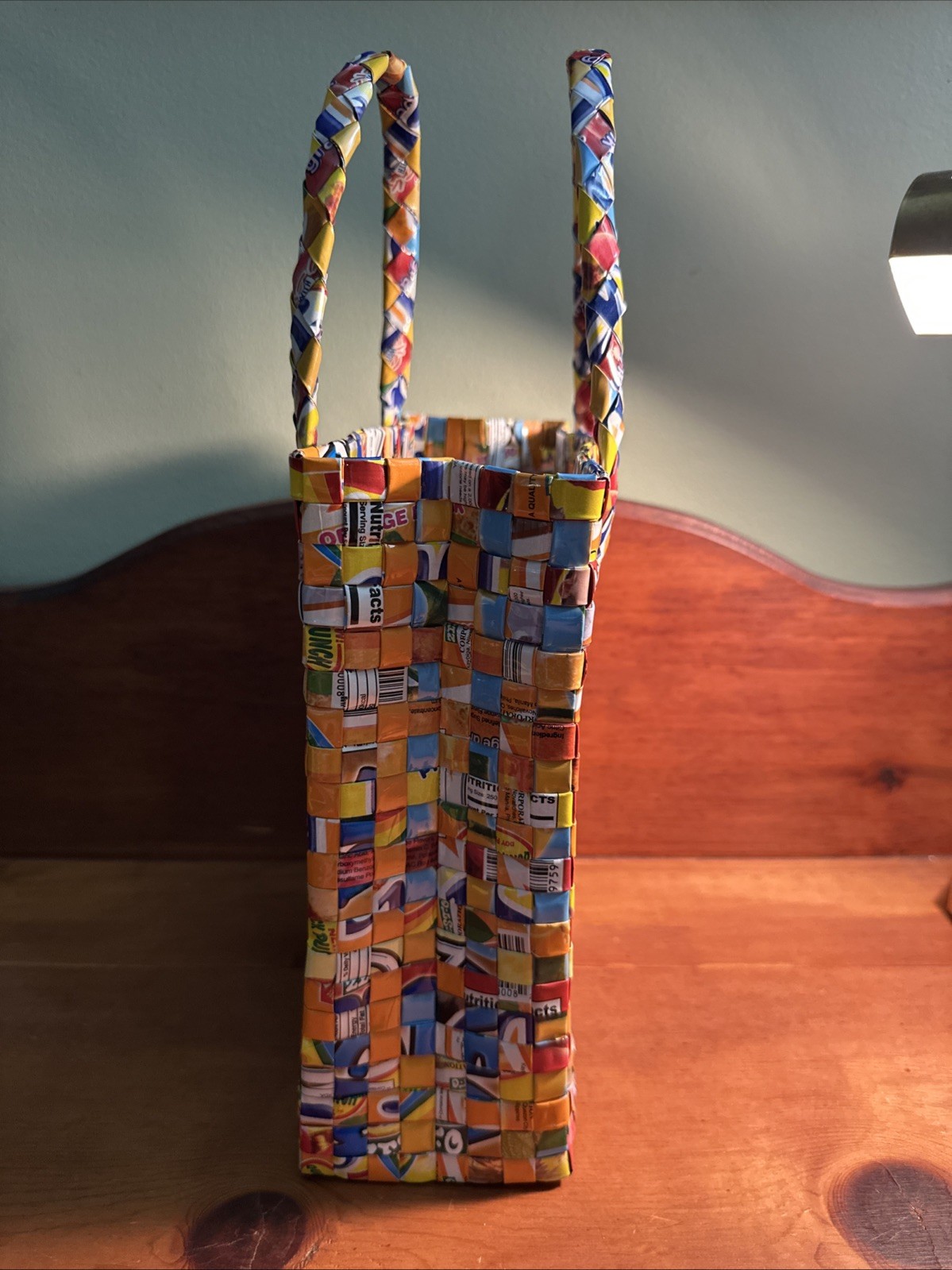 Drink /Candy Wrapper Purse Tote Multi Color Made of Recycled Wrappers