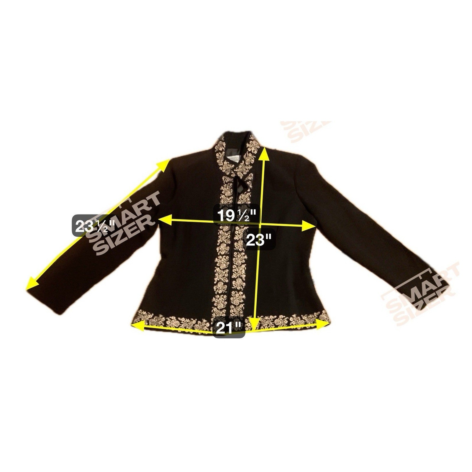 Jessica Howard Black Gold Embroidered Open Front Evening Jacket, Women’s Size 8