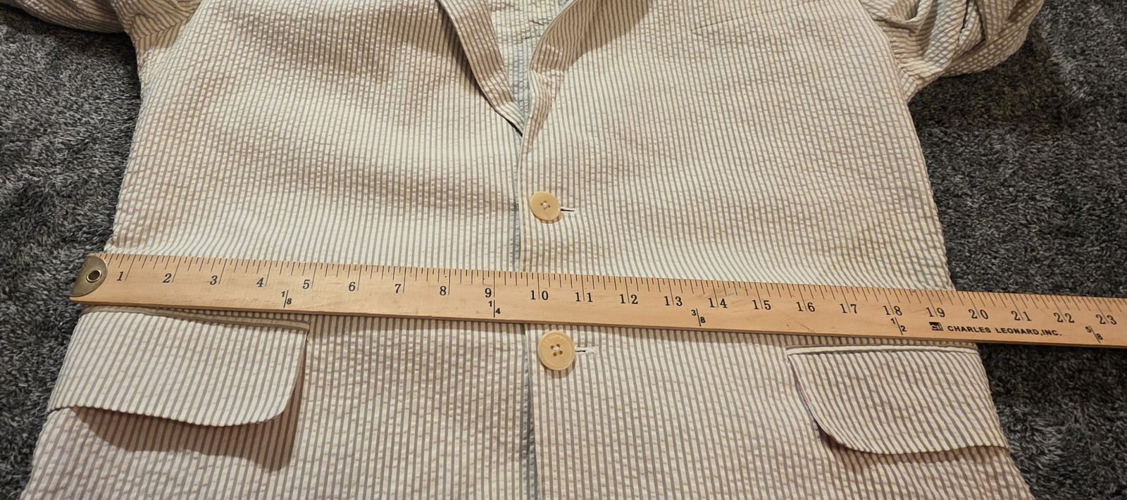 Haspel 2 Piece Seersucker Suit Tan Bisque White Men 46R 34×30 Old Money Southern