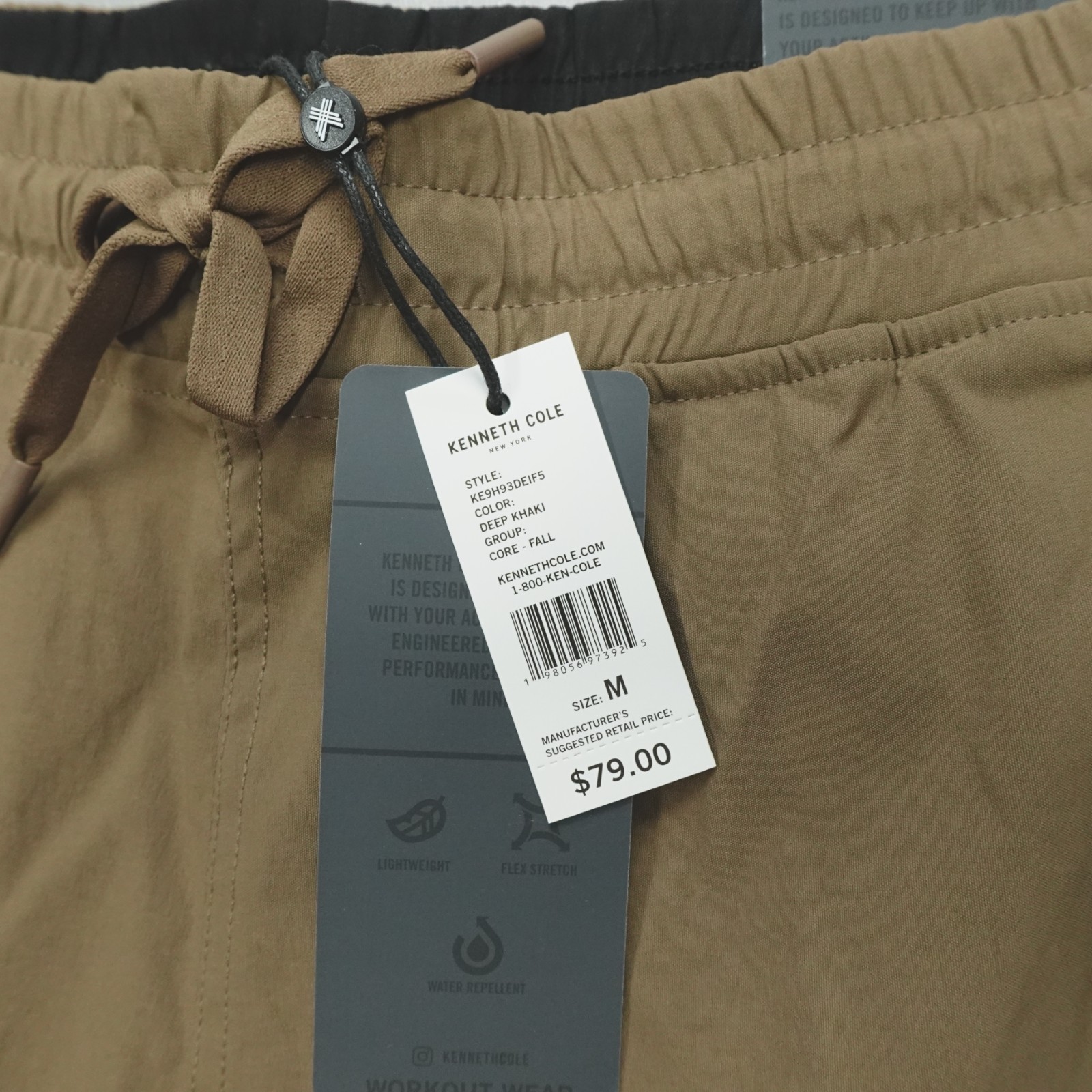 Kenneth Cole Active Men’s Tech Cargo Jogger Pants Khaki Tan Flex Stretch NWT