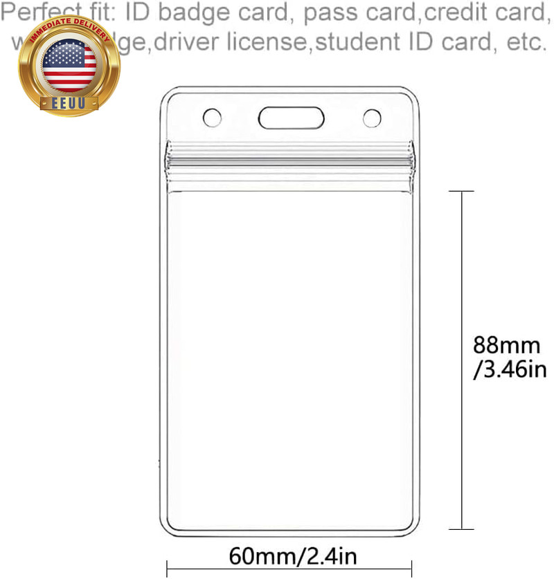 6 Pack Extra Thick ID Card Name Badge Holder Heavy Duty Waterproof Clear Plastic