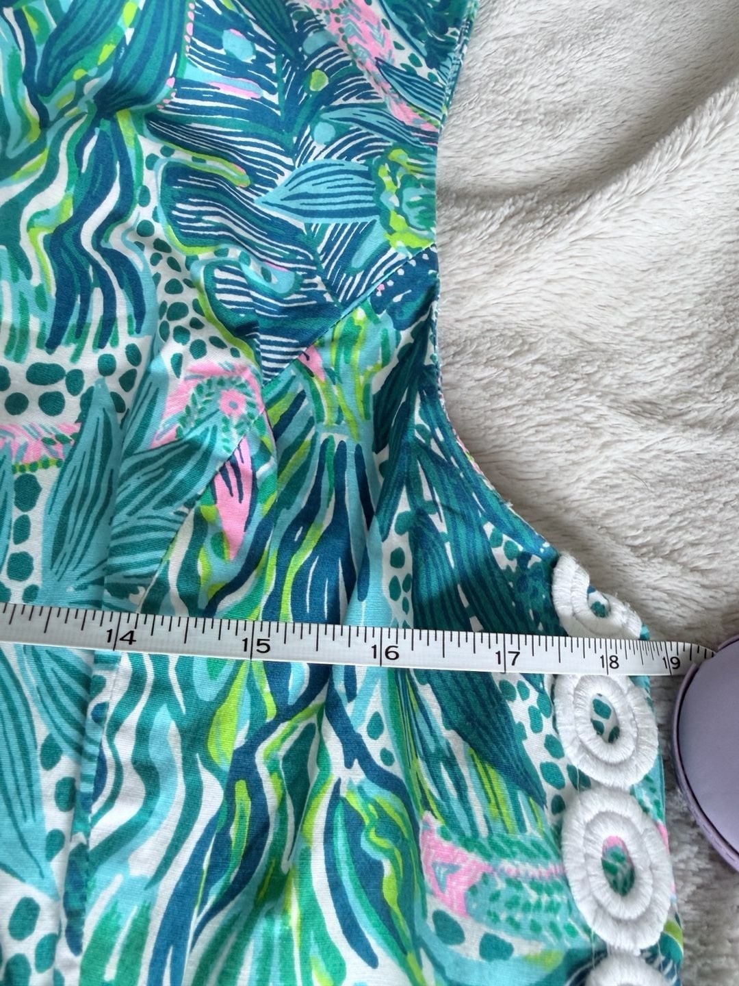 Lilly Pulitzer Sleeveless Shift Dress with Embroidered Eyelet Trim Detail