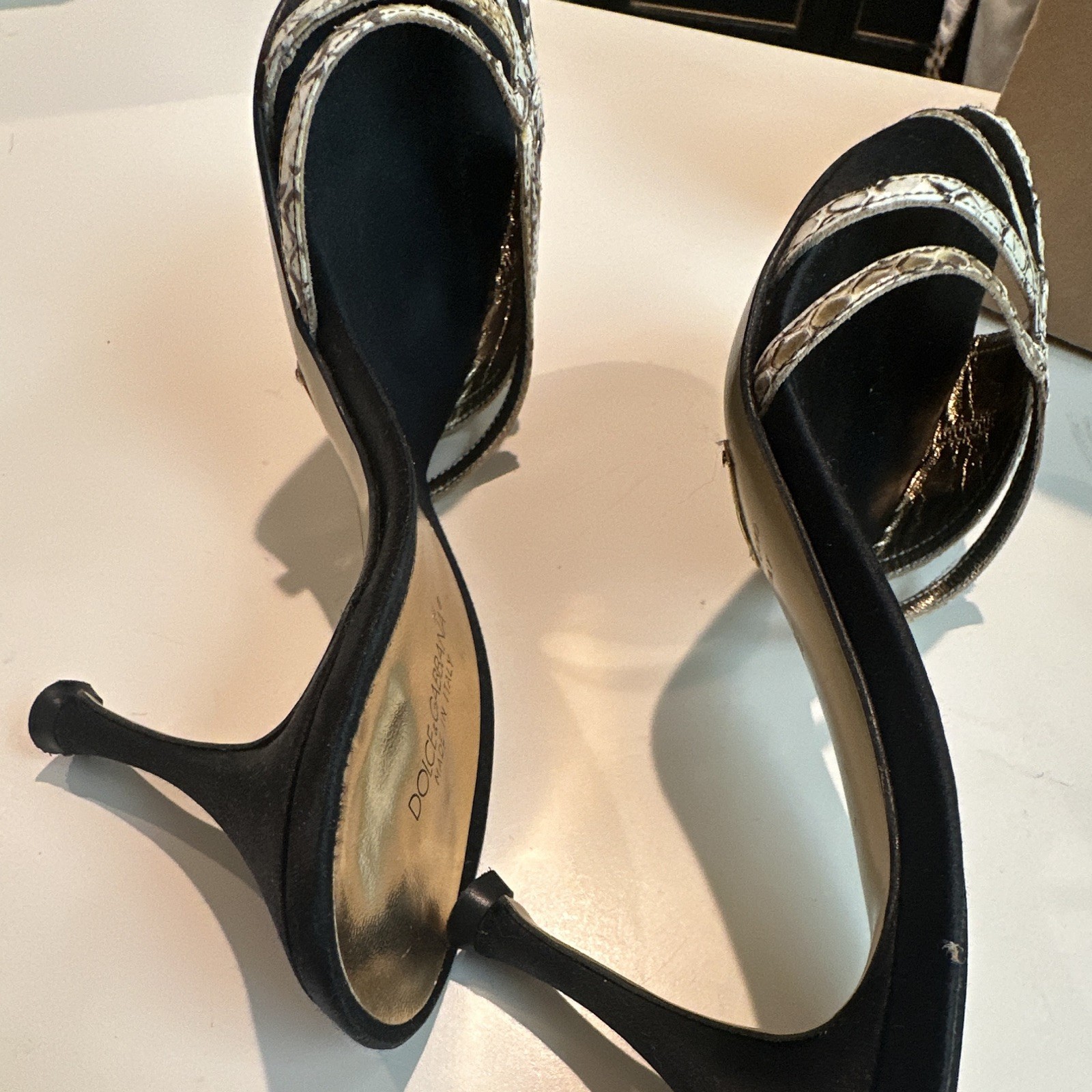 Dolce & Gabbana Snake Print Strappy Open Toe Stiletto Heels EU 37.5