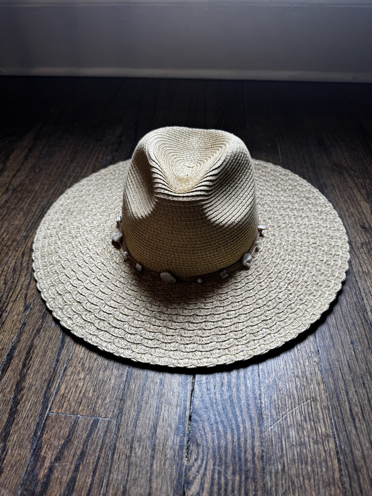 Sun ‘N’ Sand Shell Western Paper Braid Sun Hat UPF 50+ Adjustable Boho Beach Hat