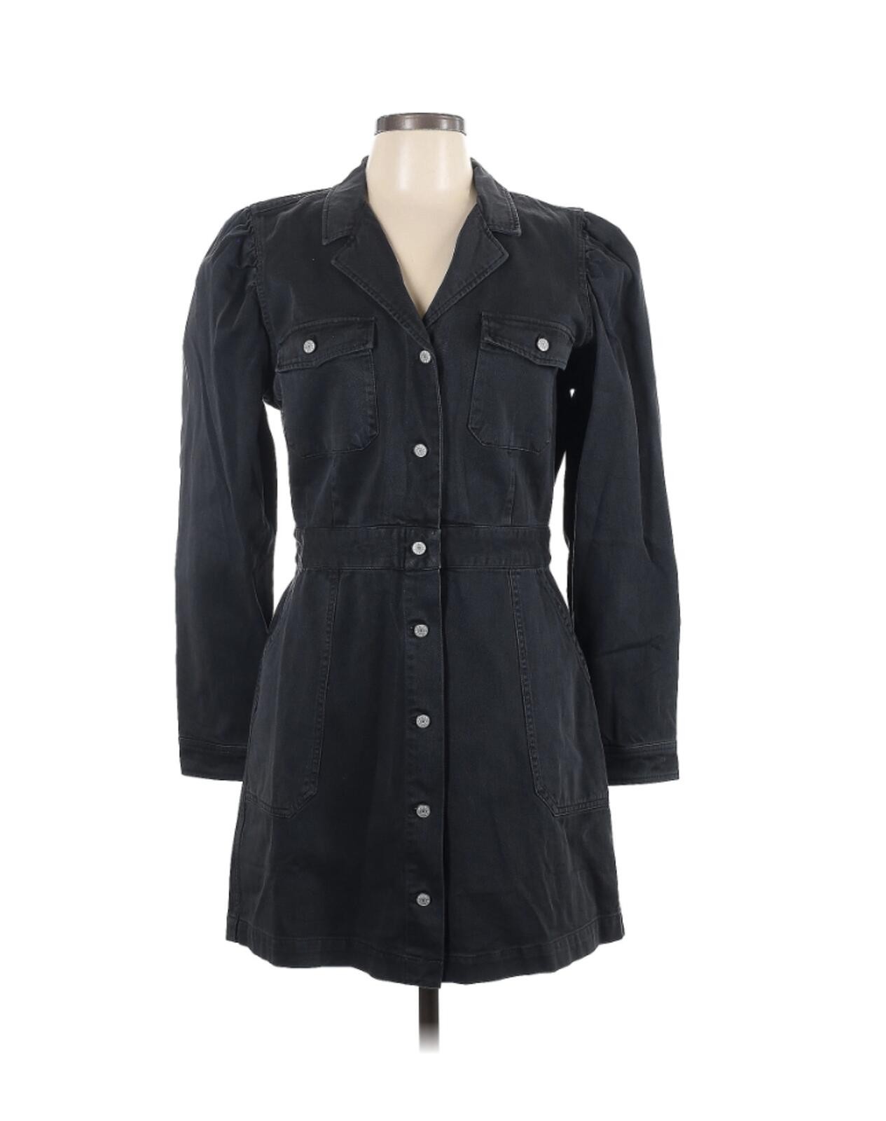 RAILS Lisette Carbon Gray Black Denim 4-Pocket Button-Up Shirt Dress NWT