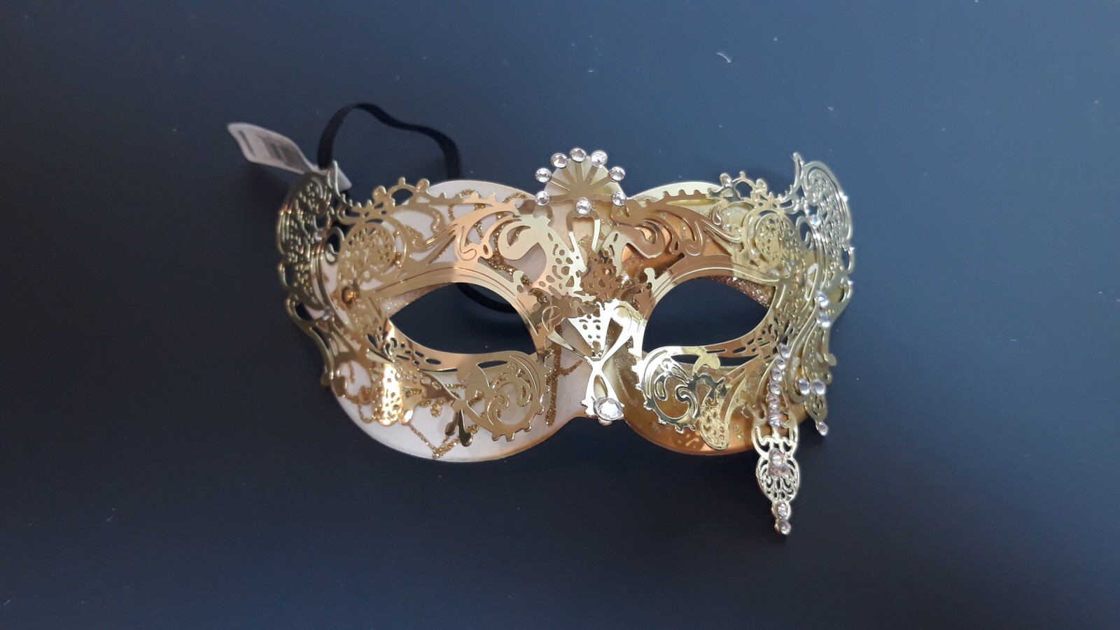 Masquerade Woman’s Eye Mask Light Metal Design With Rhinestones Gold