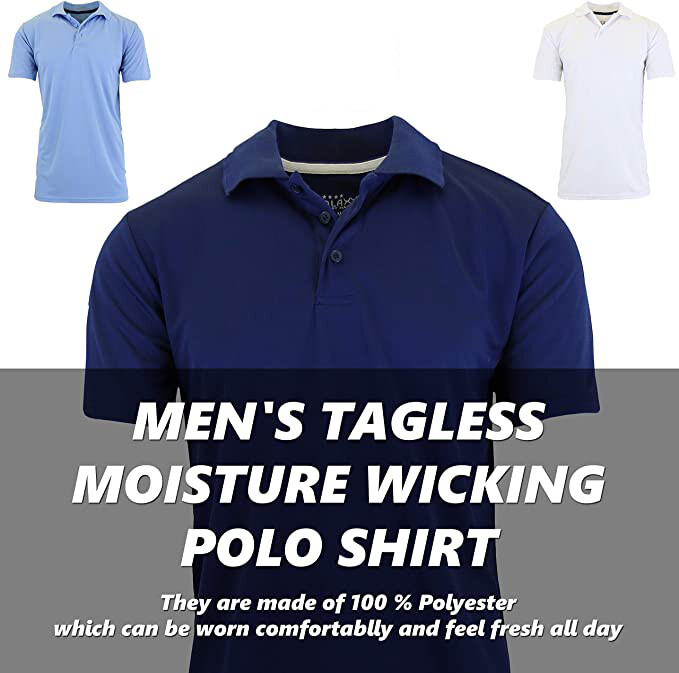 Men’s Short Sleeve Moisture Wicking Polo Shirts Active T-Shirts Muscle Tees Gym