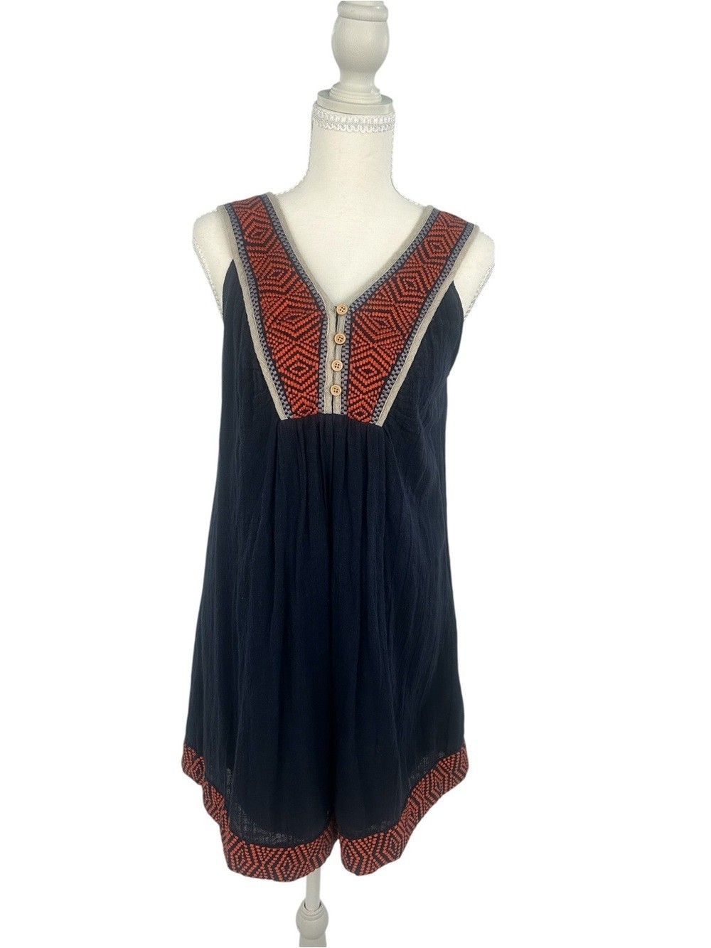 HD in Paris Anthropologie Cotton Embroidered Boho Dress Small