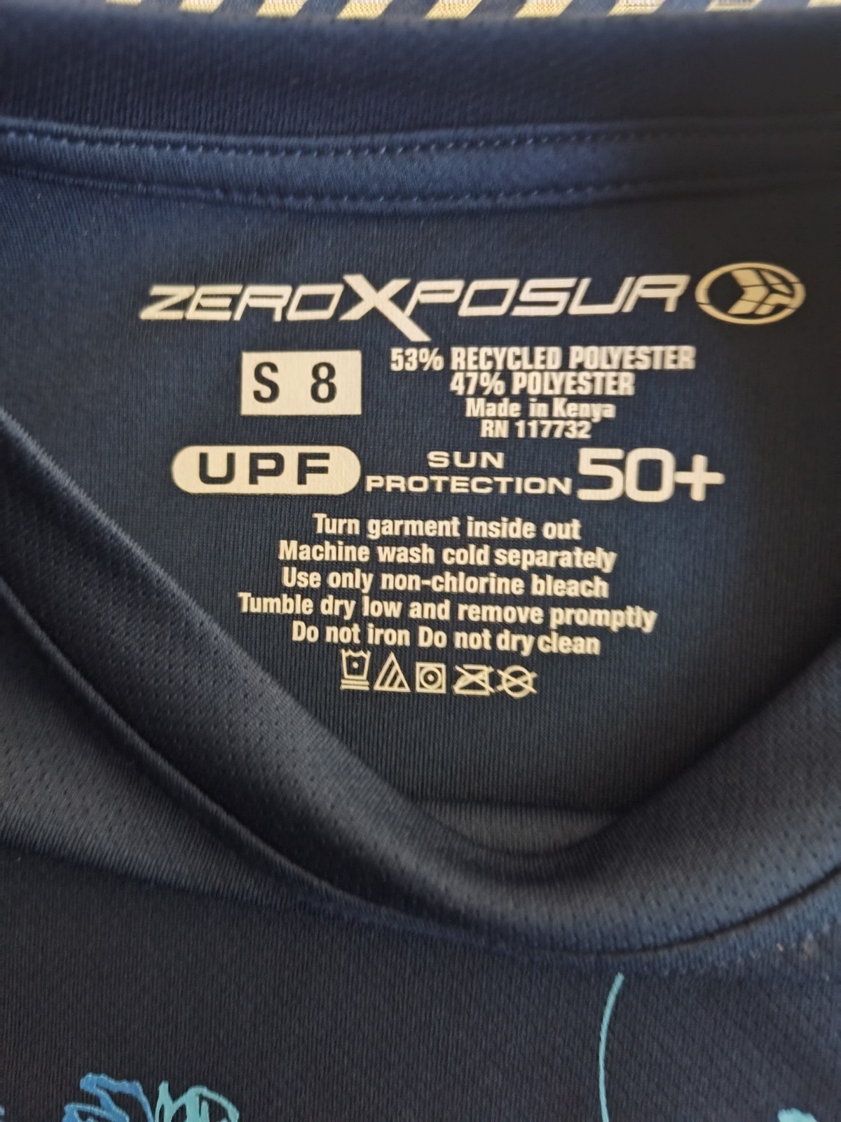 ZeroXposur Size S8 Dark Blue Quick Dry UPF 50 Sun Protection