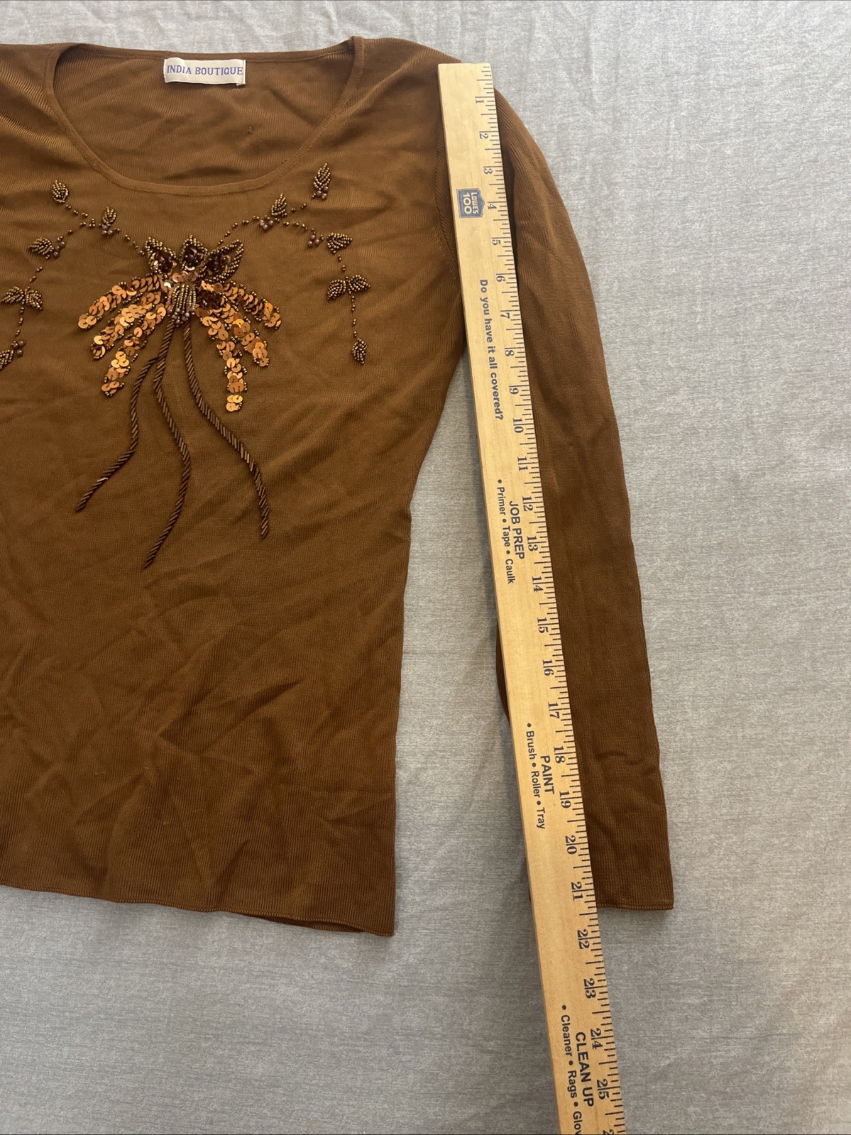 India Boutique Tunic Top Women’s One Size Brown Boho Hippie Pullover