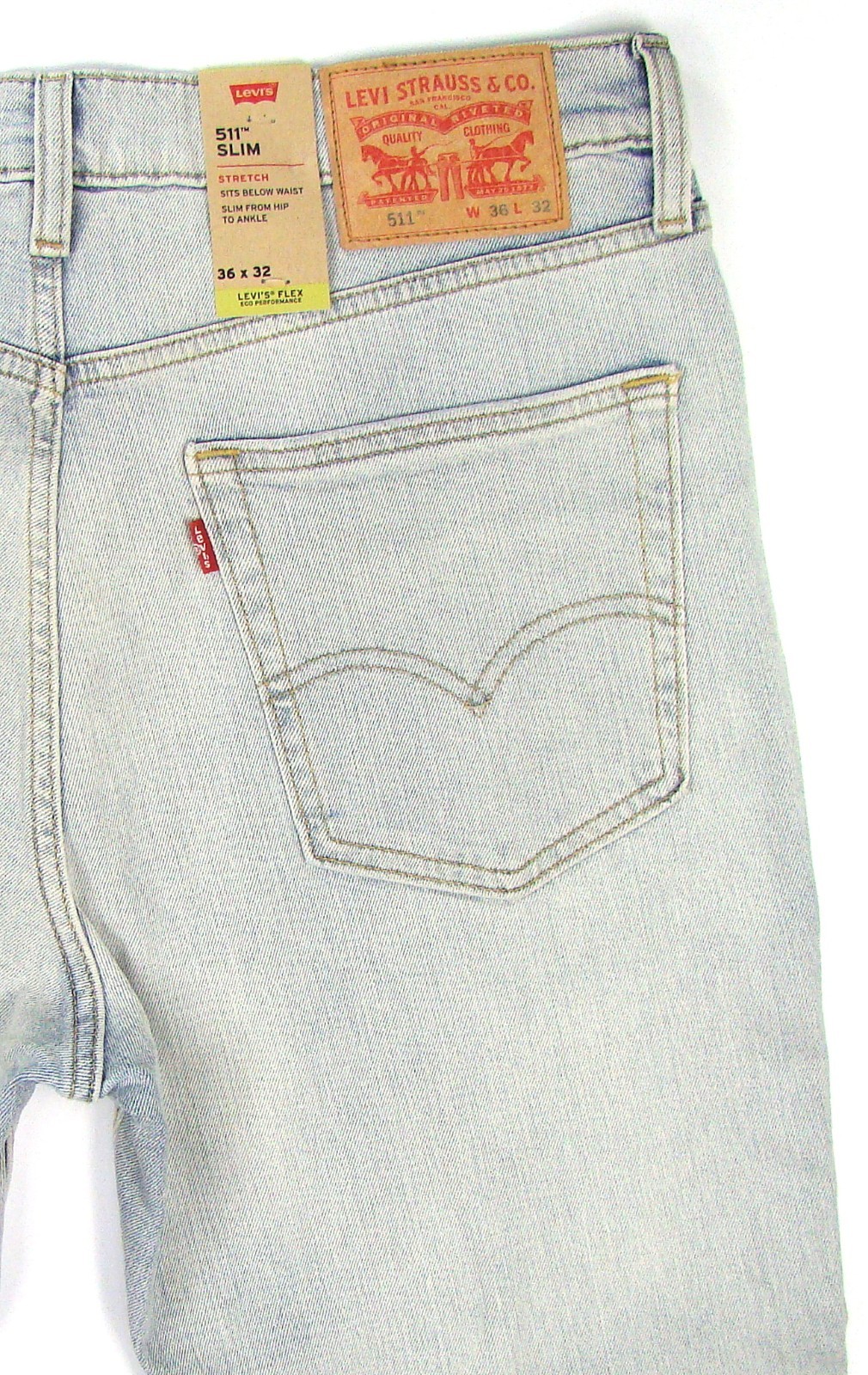 NEW Levis 511 Men’s Jeans Slim Fit Size 36×32 BLEACH LIGHT BLUE – FREE SHIPPING