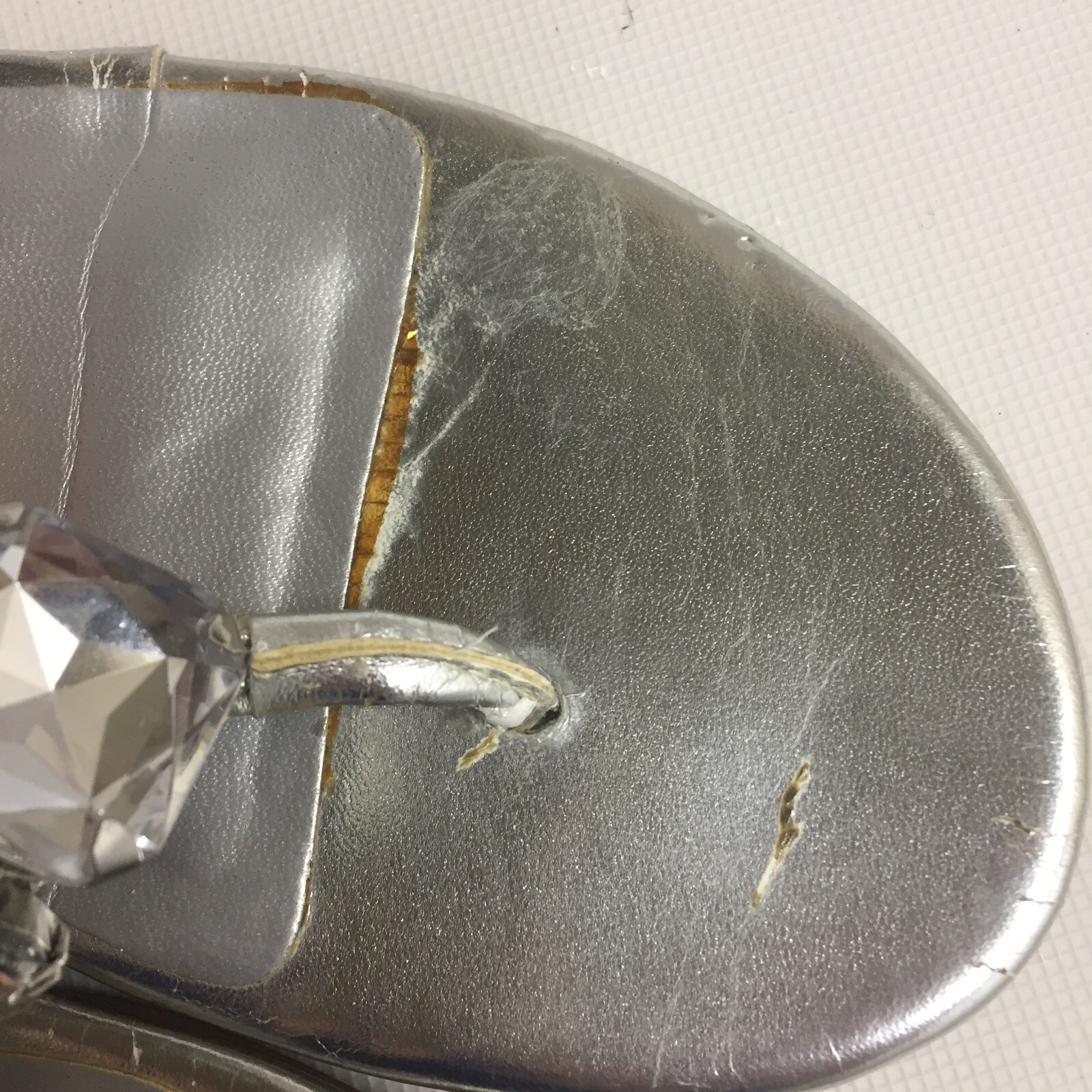 a.n.a. Silver Beaded Flat Sandals Women’s Size 7.5M Sling Back