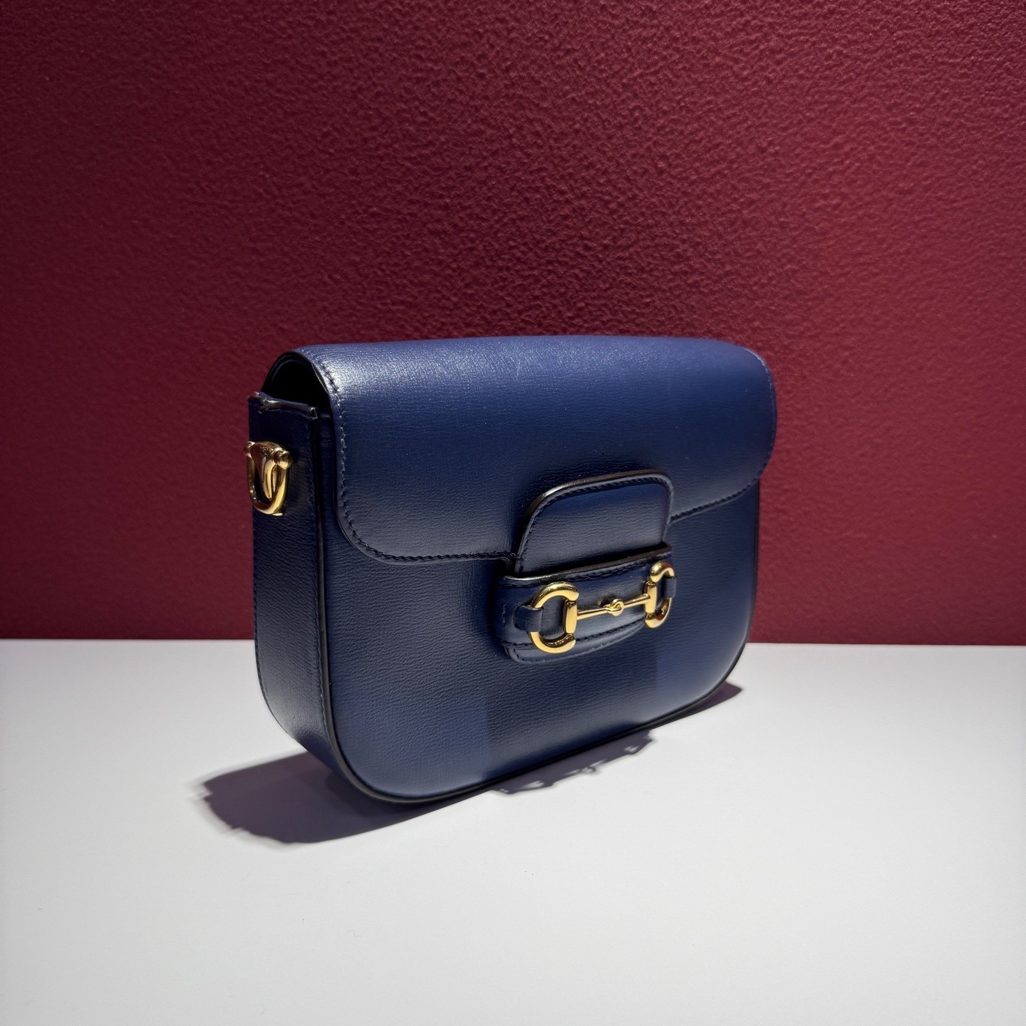 Gucci Pre-Owned Authentic Saddle Bag Navy 20.5*5*14.5 cm