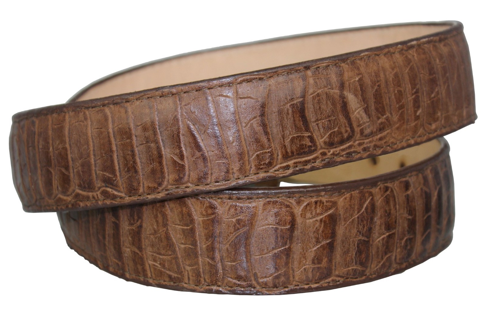 Brown Western Cowboy Belt Full Ostrich Leg Print Leather Removable Buckle Cinto