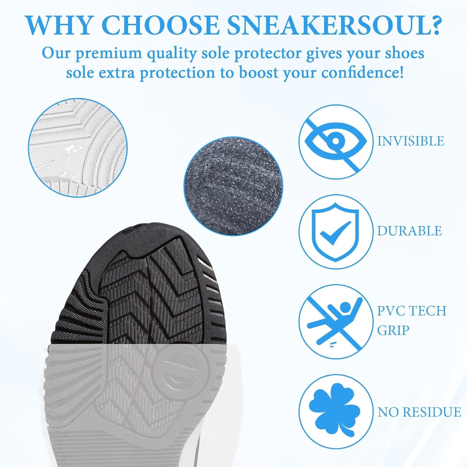 6pcs Clear Shoe Sole Protectors Anti-Slip Invisible Heel Guards for Sneaker/Heel