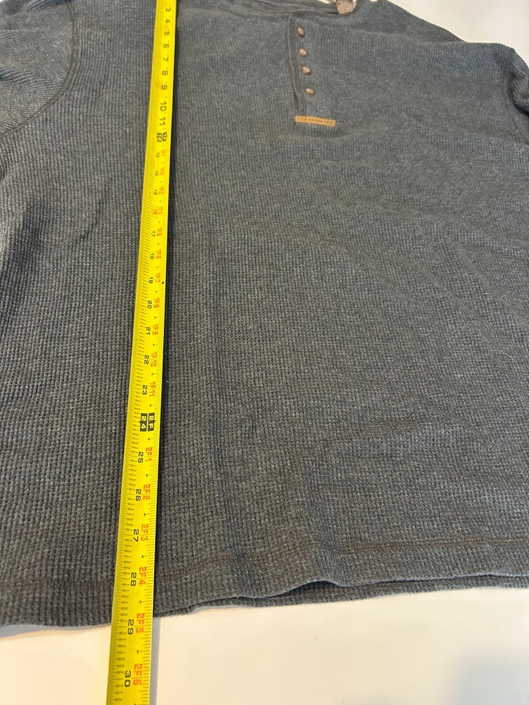 Clearwater Outfitters Mens XXL Gray Waffle Knit Thermal Henley Gorpcore Normcore