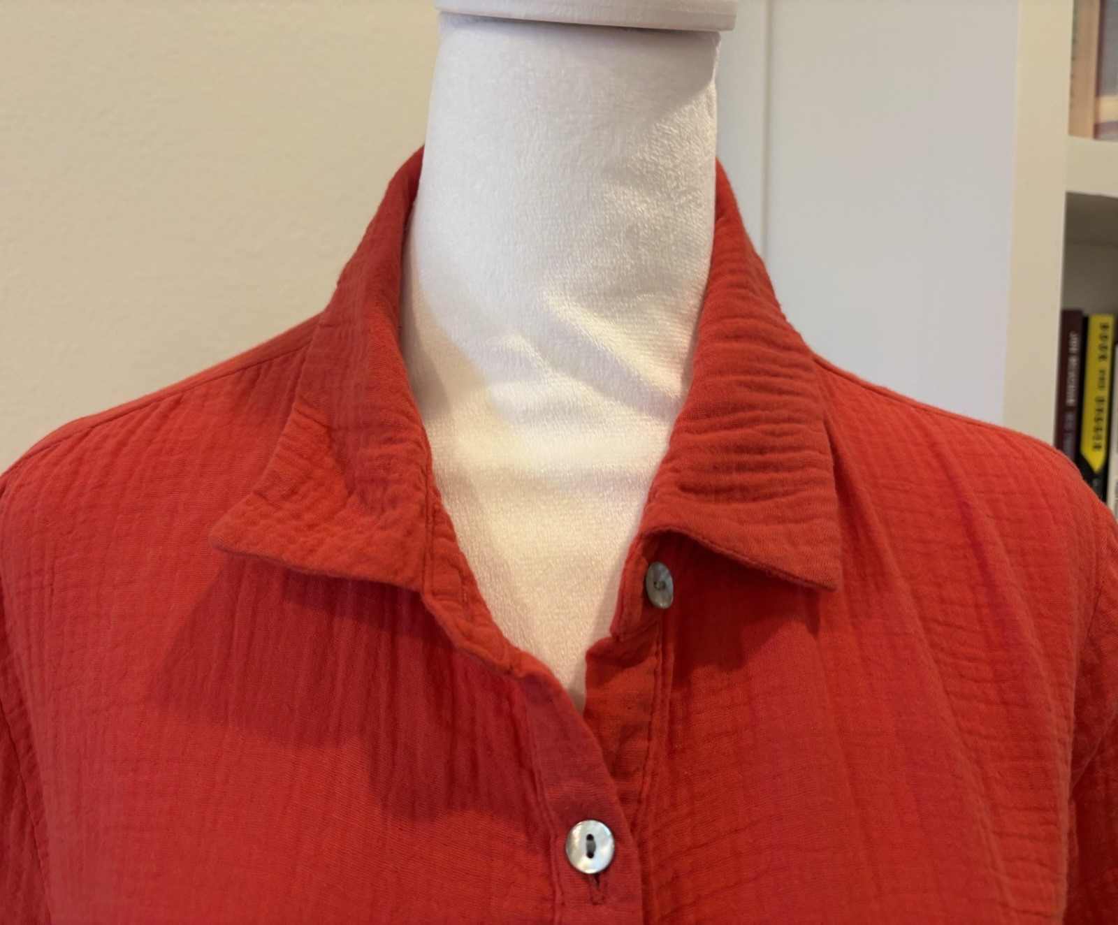 J.Jill gauzy red shirt dress size medium