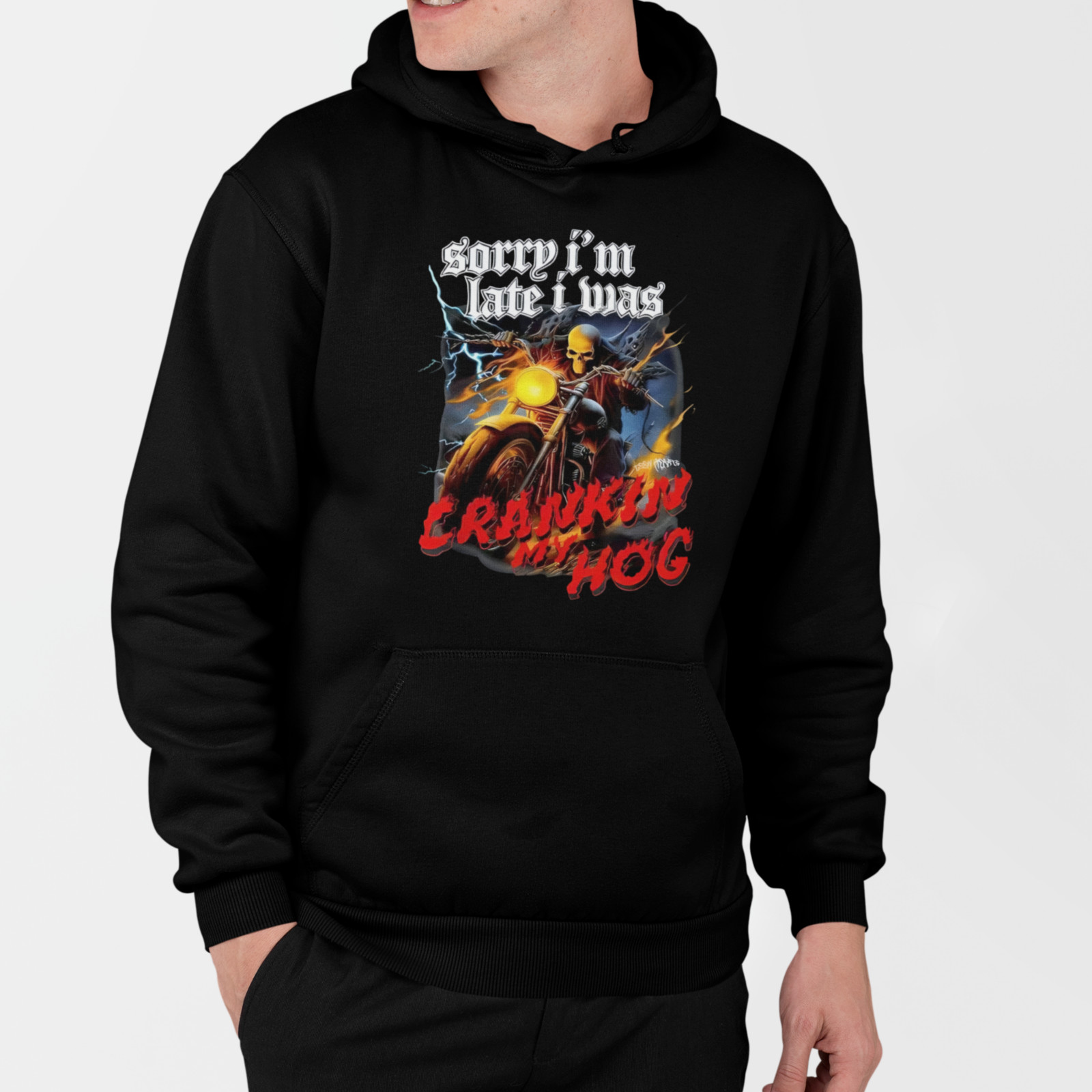 Sorry I’m Late I Was Cranking My Hog Shirt Funny Biker Motorcycle Tee