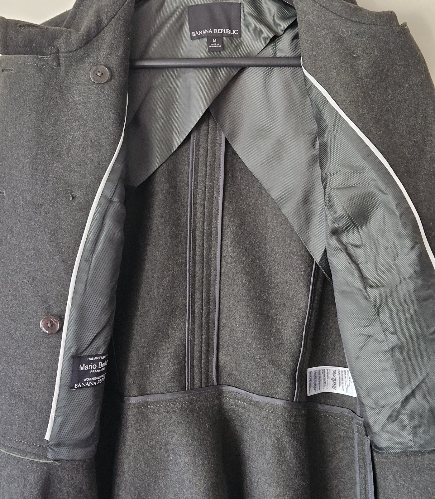 Banana Republic Mario Bellucci Wool Military Peplum Coat Double Breasted Sz Med