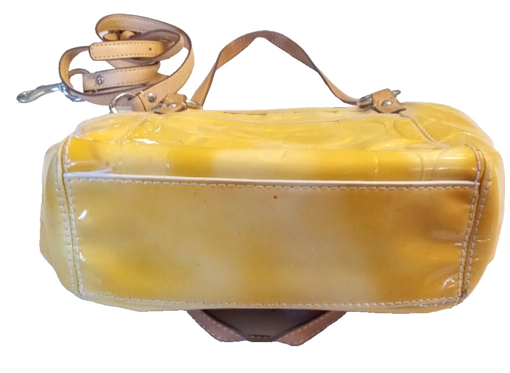 Coach Handbag LEAH CrossBody Convertible Double Strap YELLOWED Patent Leather
