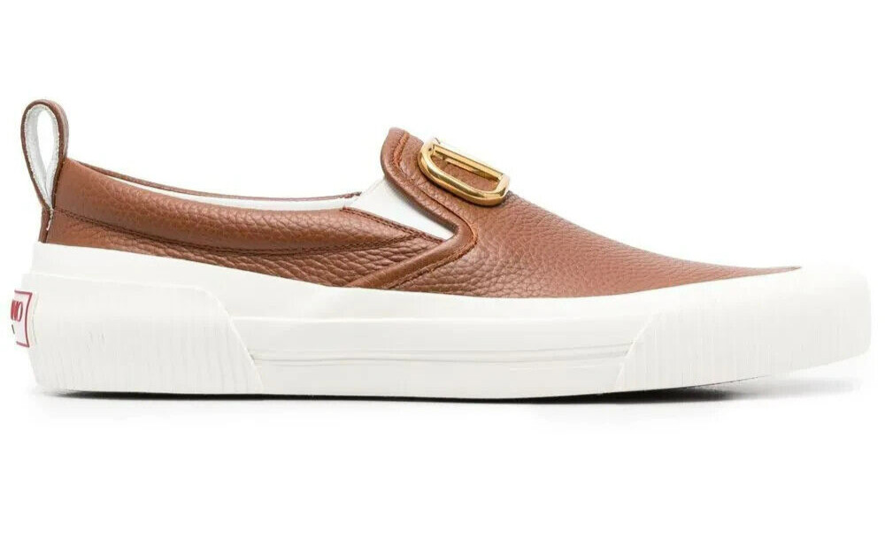 VALENTINO GARAVANI Vlogo Plaque Slip-on Sneakers In Brown – $850 – EU 42 / US 9