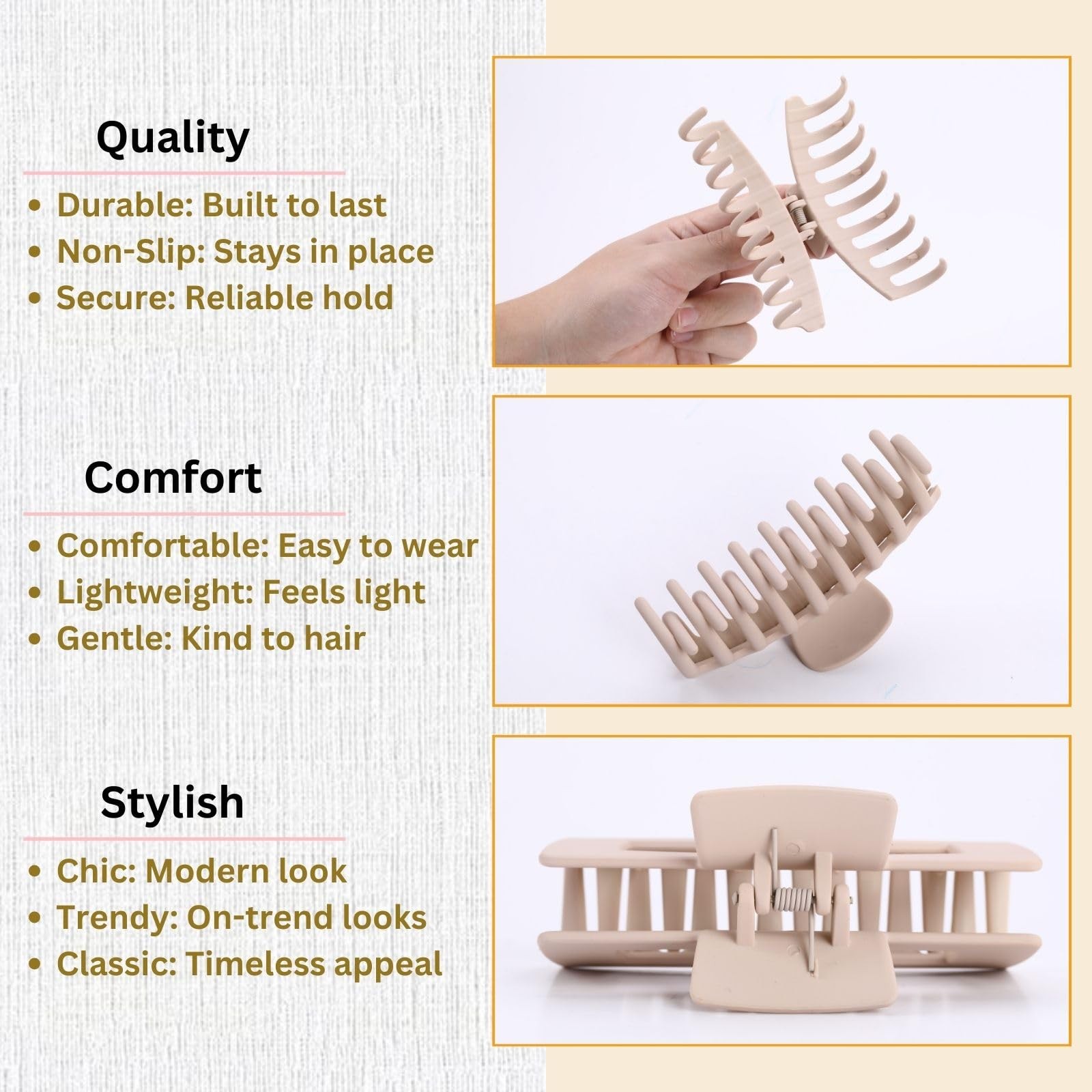 8Pcs 4.3 Inch Large Hair Claw Clips, Strong Hold Matte Clips for All Hair Types