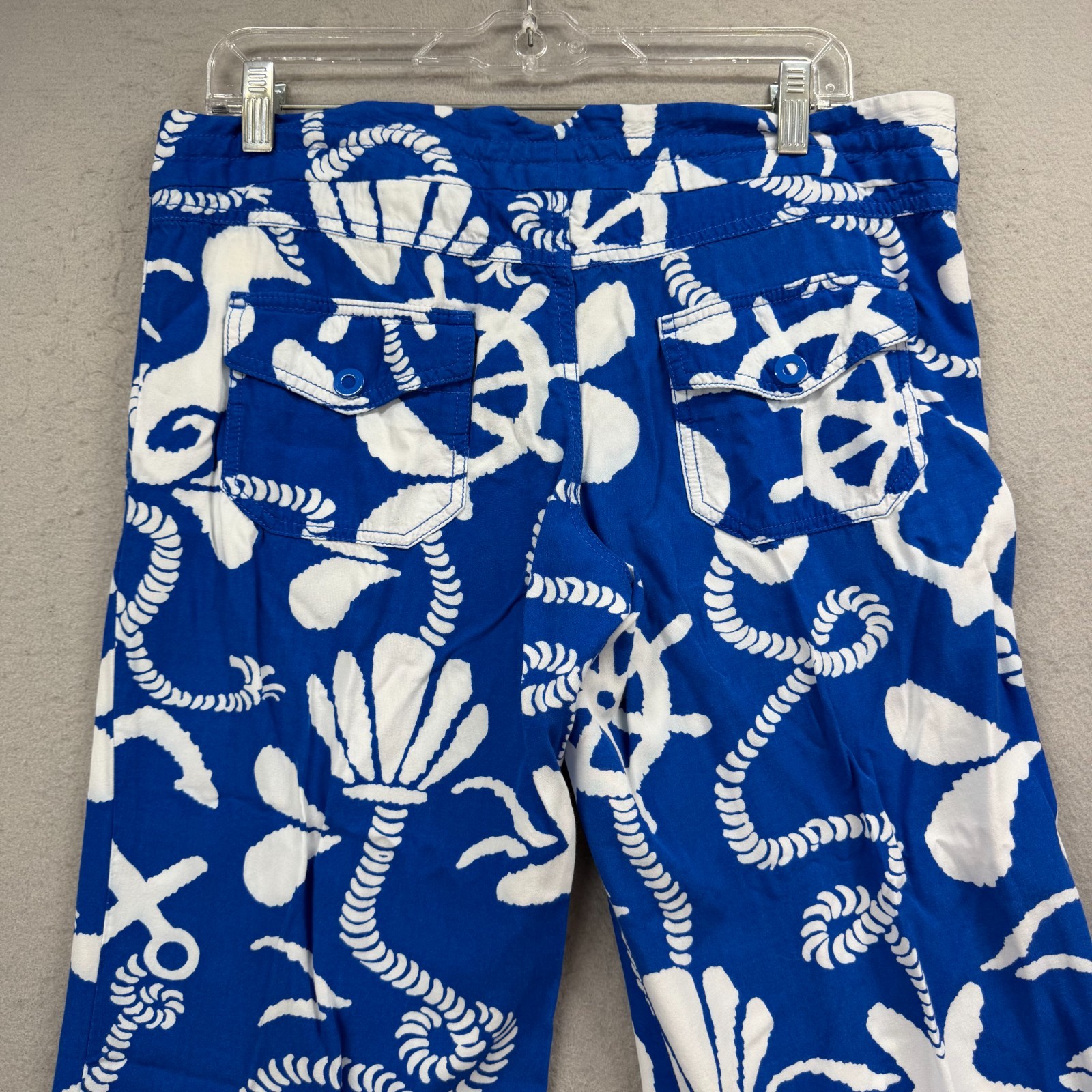 Lilly Pulitzer Palazzo Pants Womens Medium Blue White Nautical Anchor Beach