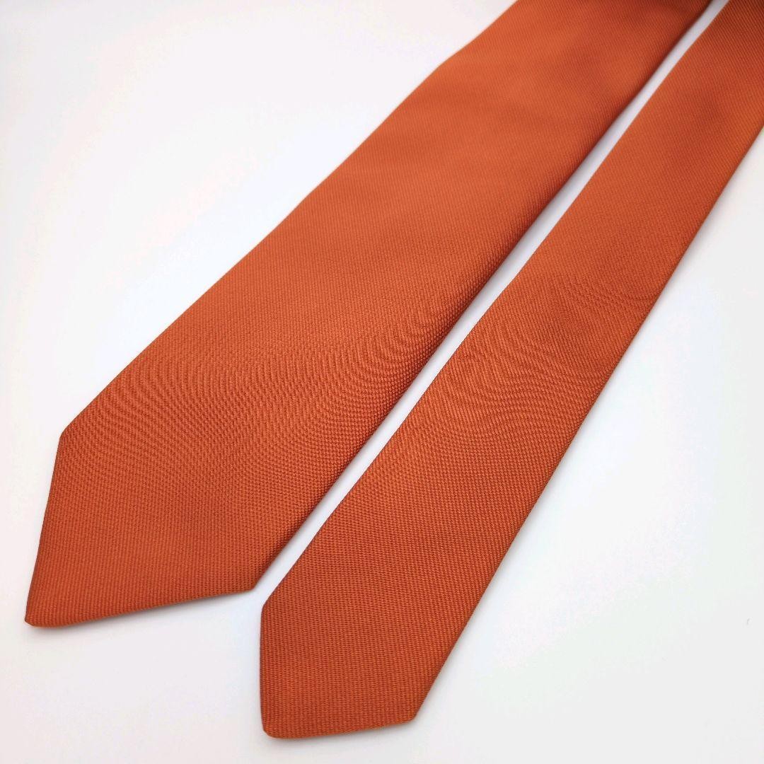 LUIGI BORRELLI Orange Solid Silk Tie 8.3cm Width 148cm Length