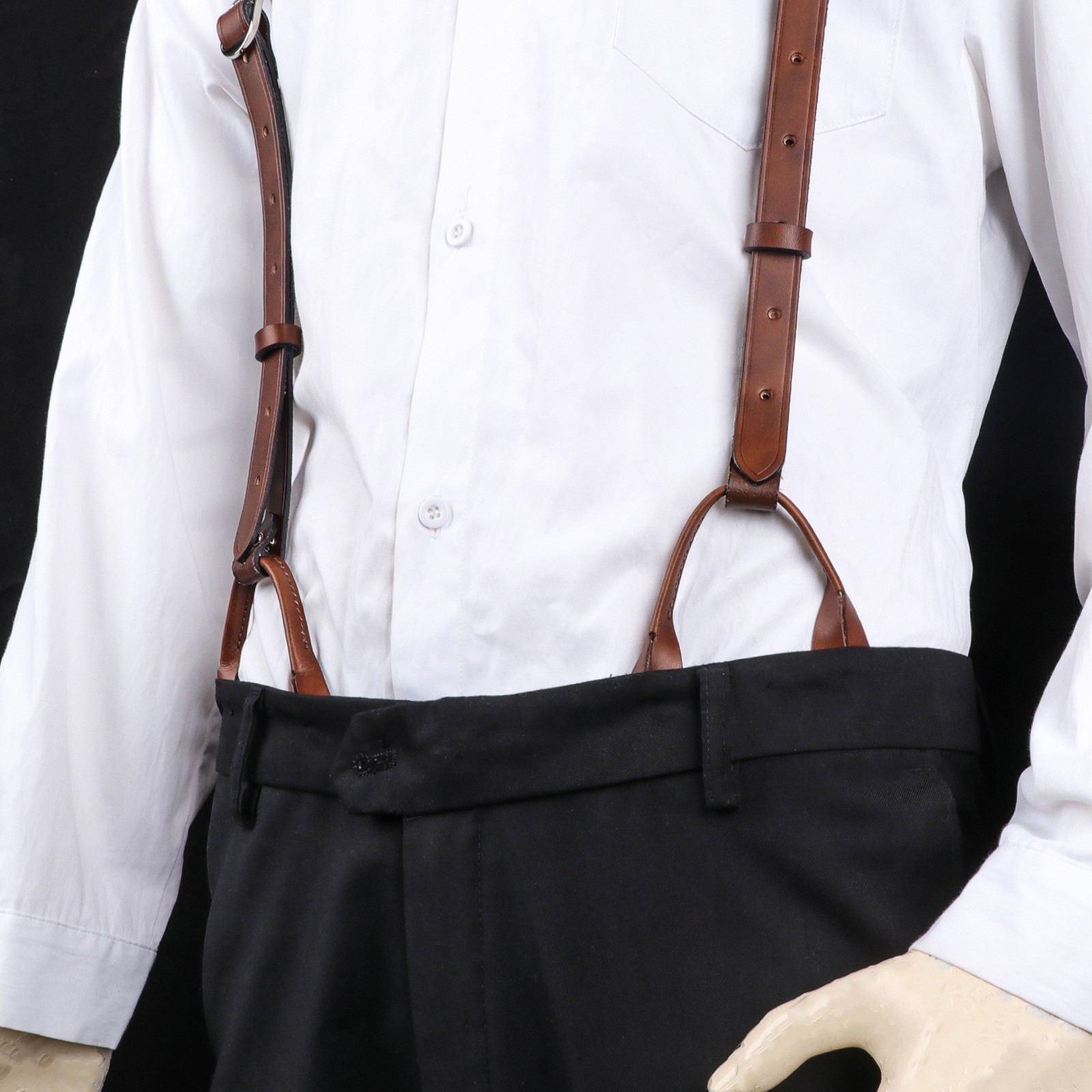 Tourbon Men Suspenders Y Back Button Clip/Hook Attach Pants Braces Adjust Strap