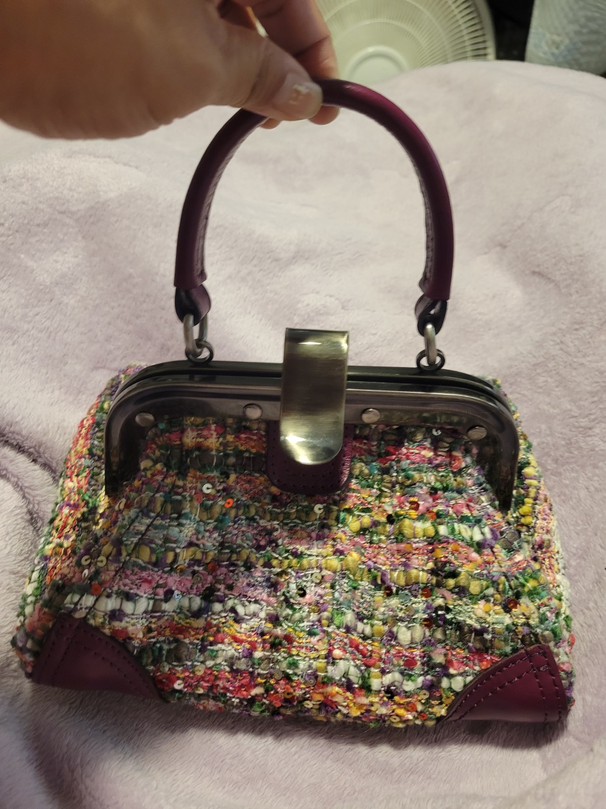 Patricia Nash Conselice Woven Small Frame Convertible Satchel Bag-Lava Red