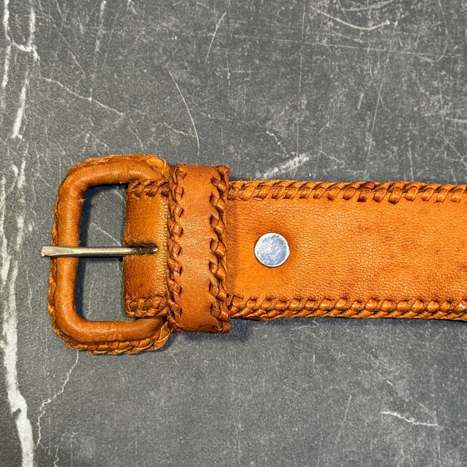 Unbranded Vintage Leather Woven Southwestern Belt | Size 34-36 | Brown Multi