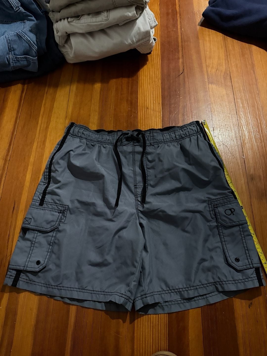 Ocean Pacific Teal Smoke Men’s Cargo Board Shorts Swim Trunks