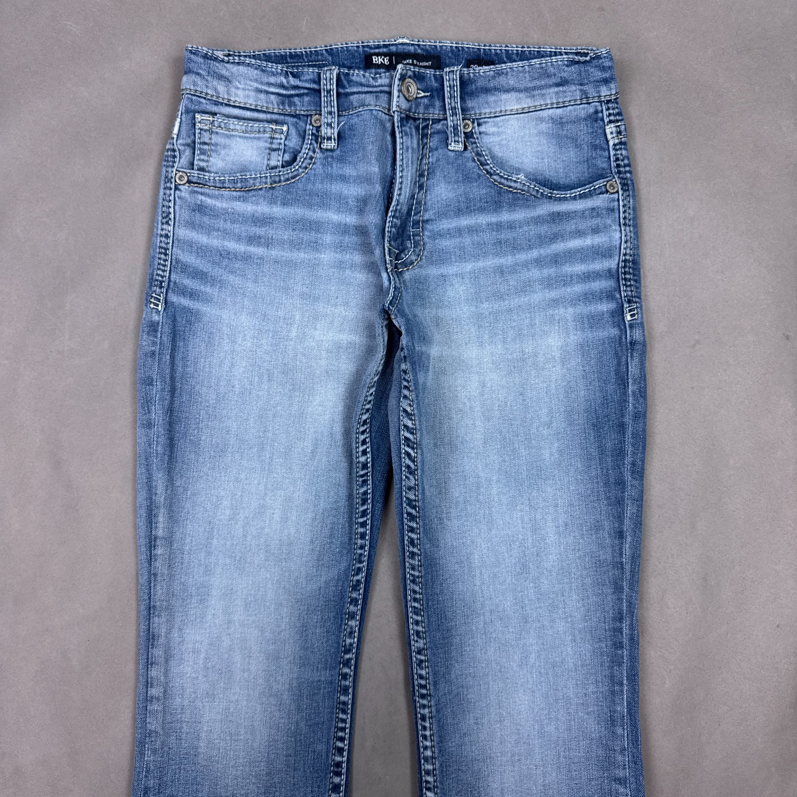 BKE Buckle Jeans Mens 30×32 Blue Jake Denim Pants Washout Faded Stretch Straight