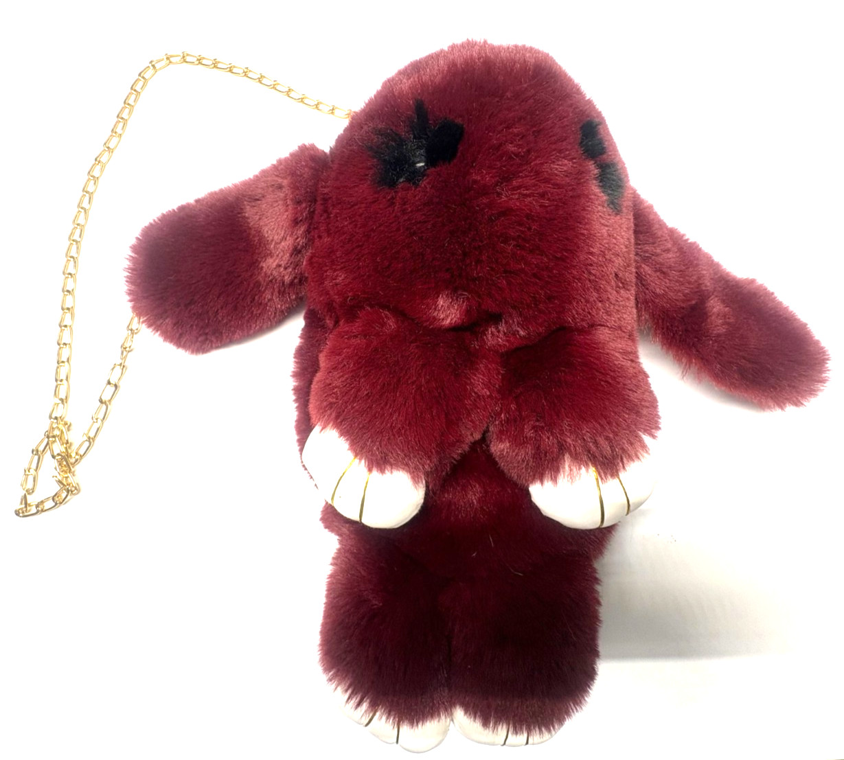Plush Bunny Burgundy Crossbody Handbag Soft Faux Fur Backpack Gift for Girls