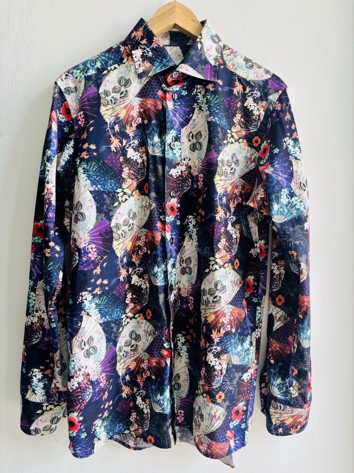 Eton Kyoto Fan & Floral Print Shirt Contemporary 40