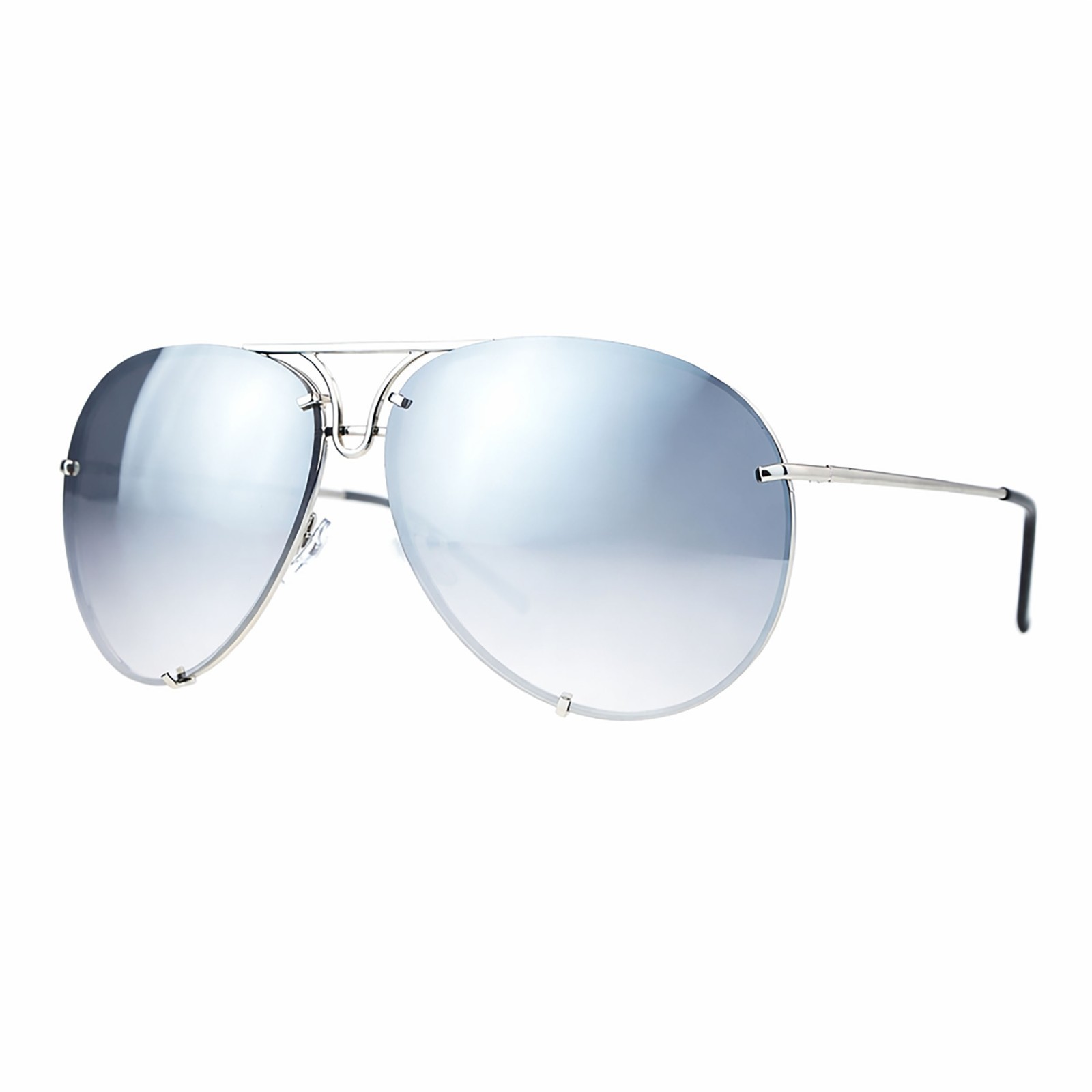 Oversized Round Pilot Sunglasses Mirror Lens Metal Rims in Back Spring Hinge