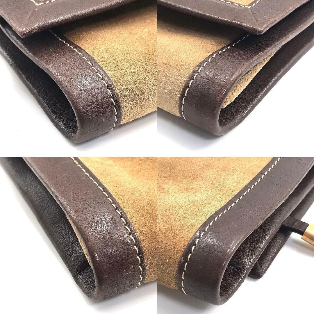 Loewe Vintage Clutch Bag Pouch Suede Leather Anagram Accessory Case W9.4xH5.1in