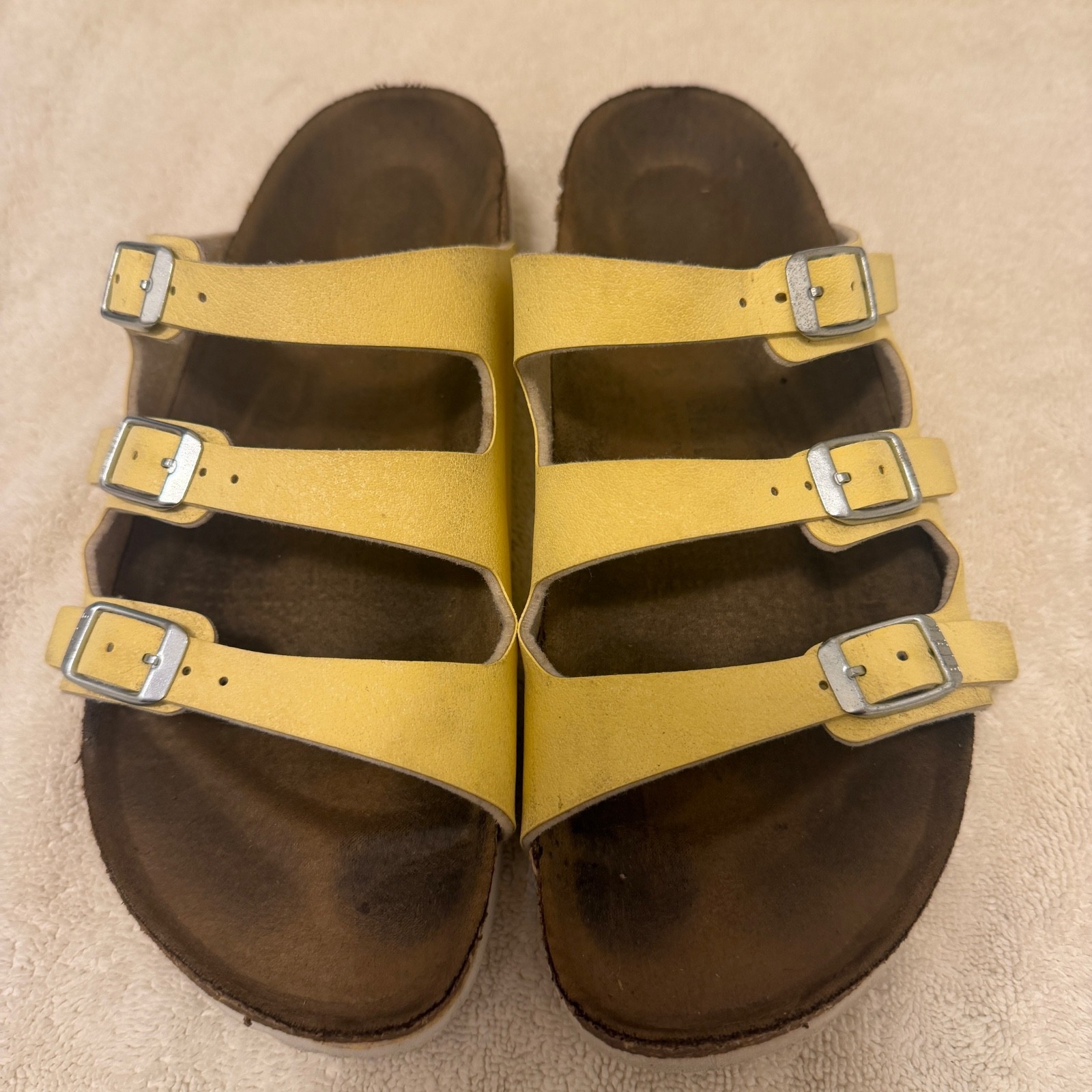 Birkenstock Florida Yellow Triple Strap Sandals Women’s EU 38 US 7-7.5