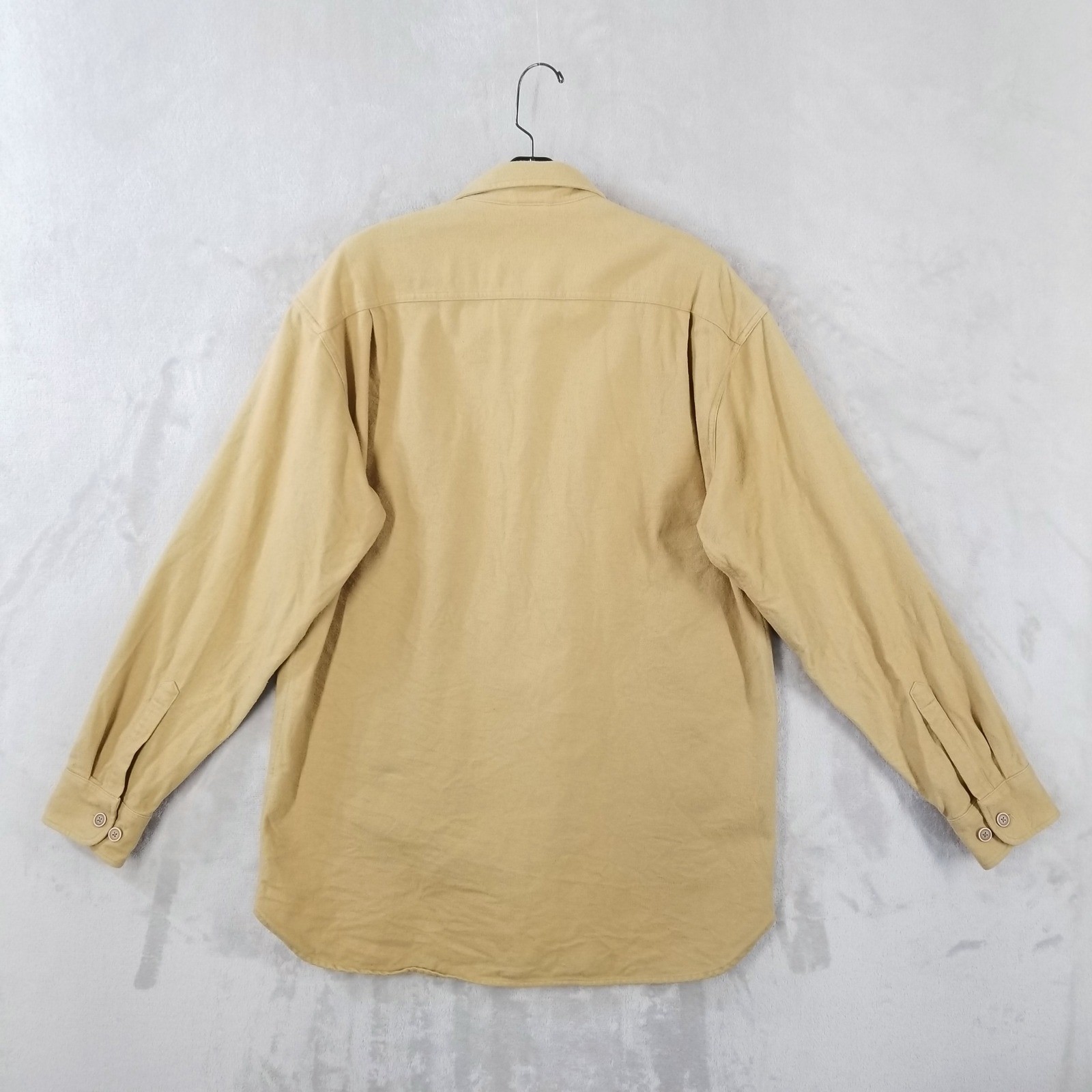 Cabelas Chamois Work Shirt Tan Cotton Long Sleeve Button Up Mens Large Tall