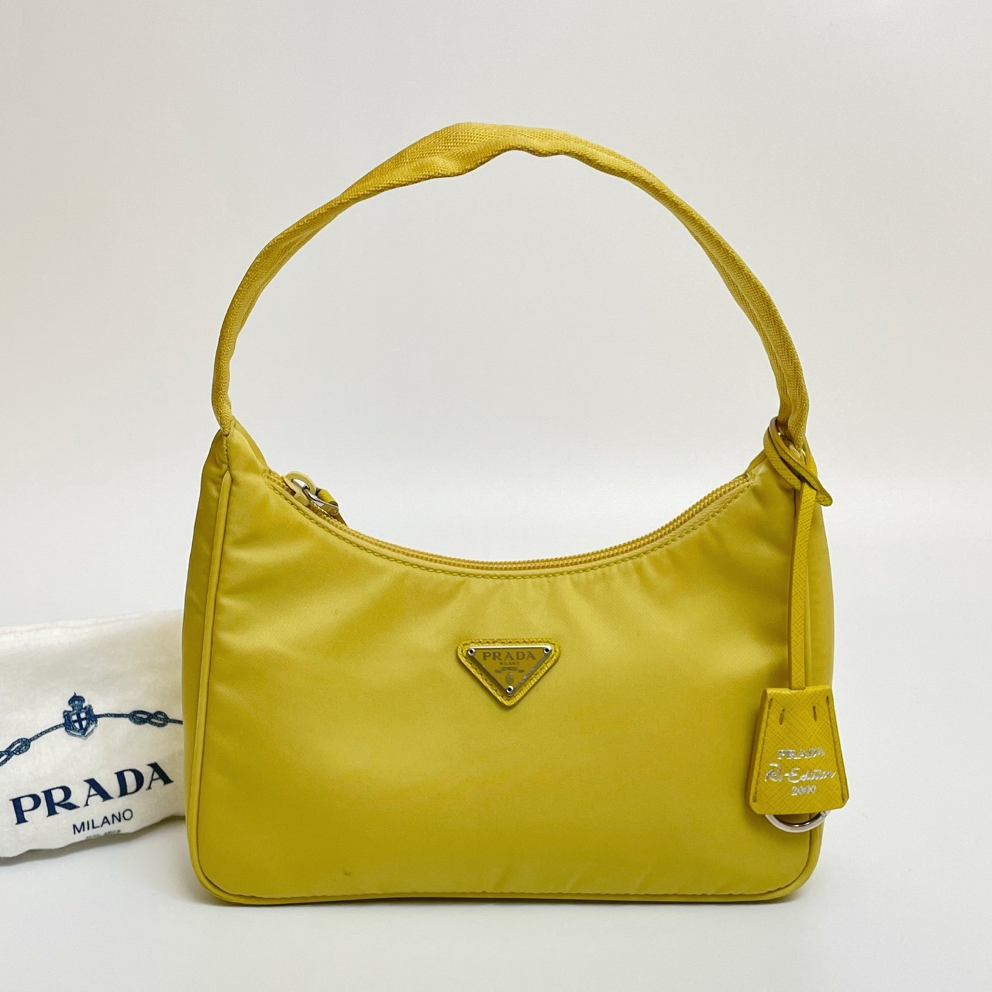 PRADA Re-Edition 2000 Re-Nylon Yellow Hobo Shoulder Underarm Bag